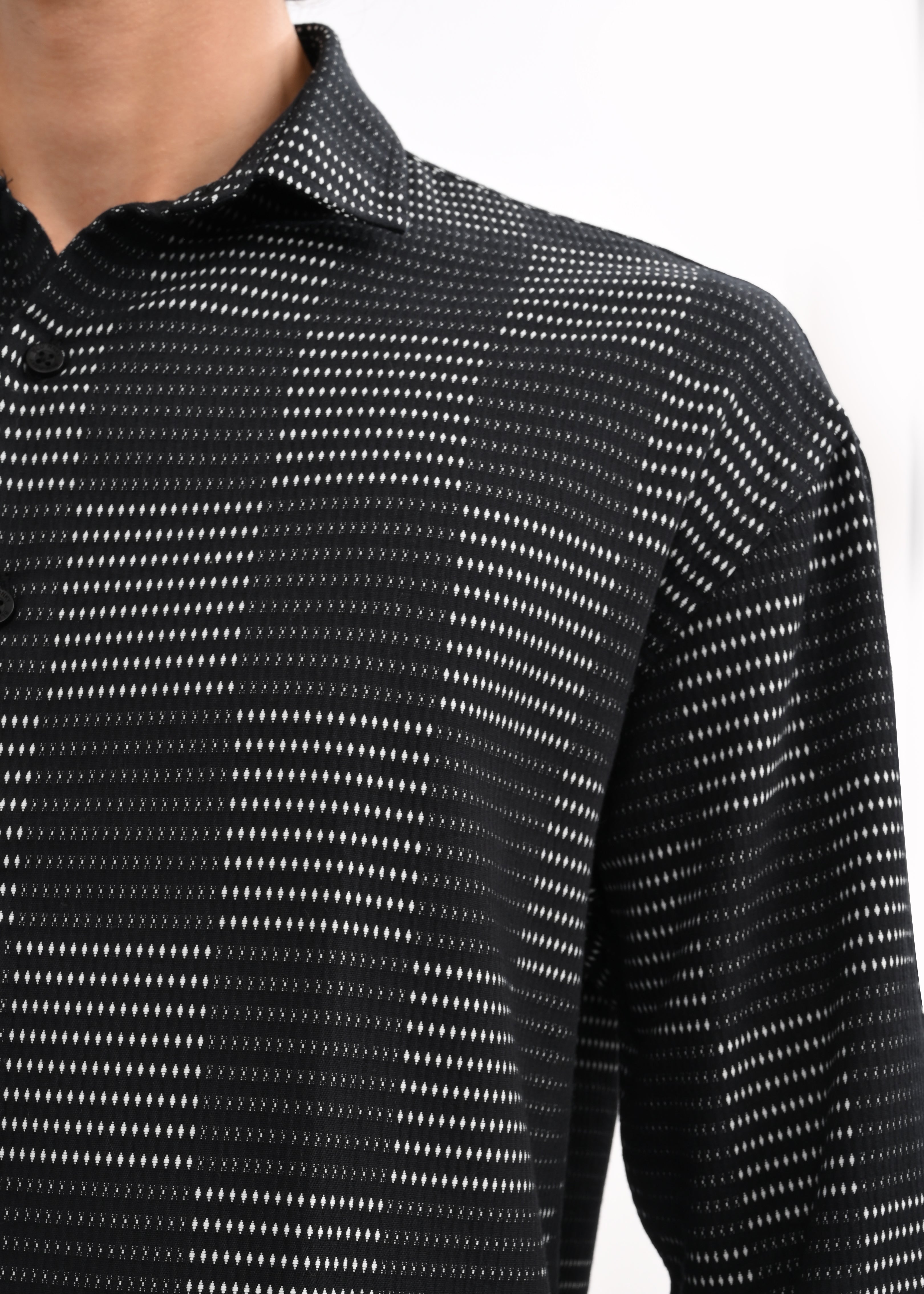 Men Black Self Jacquard Shirt