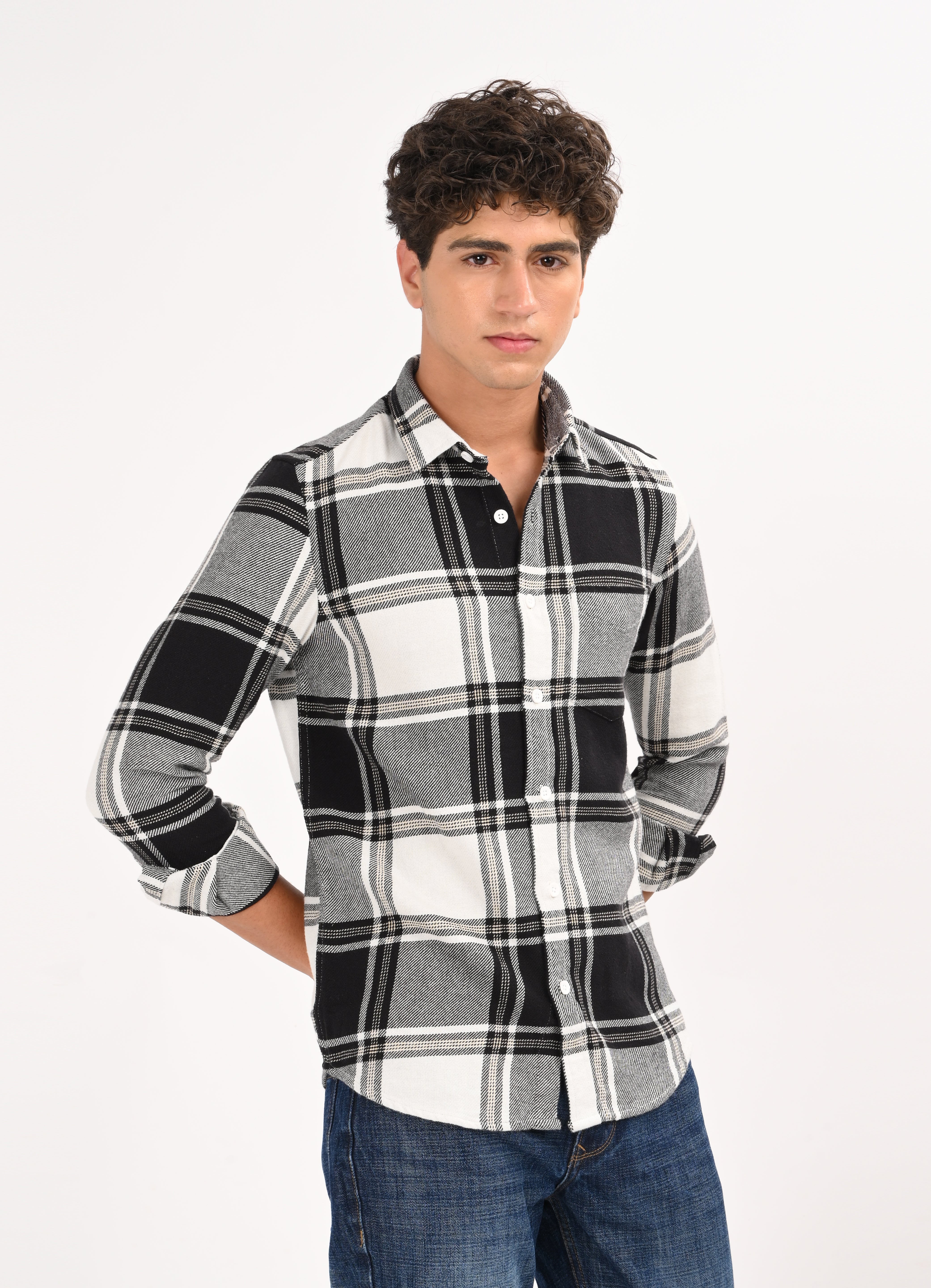 Men Black Classic Checked Shirt