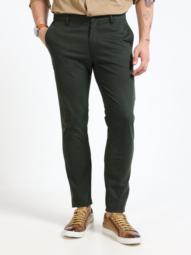 Men Green Slim Fit Pant