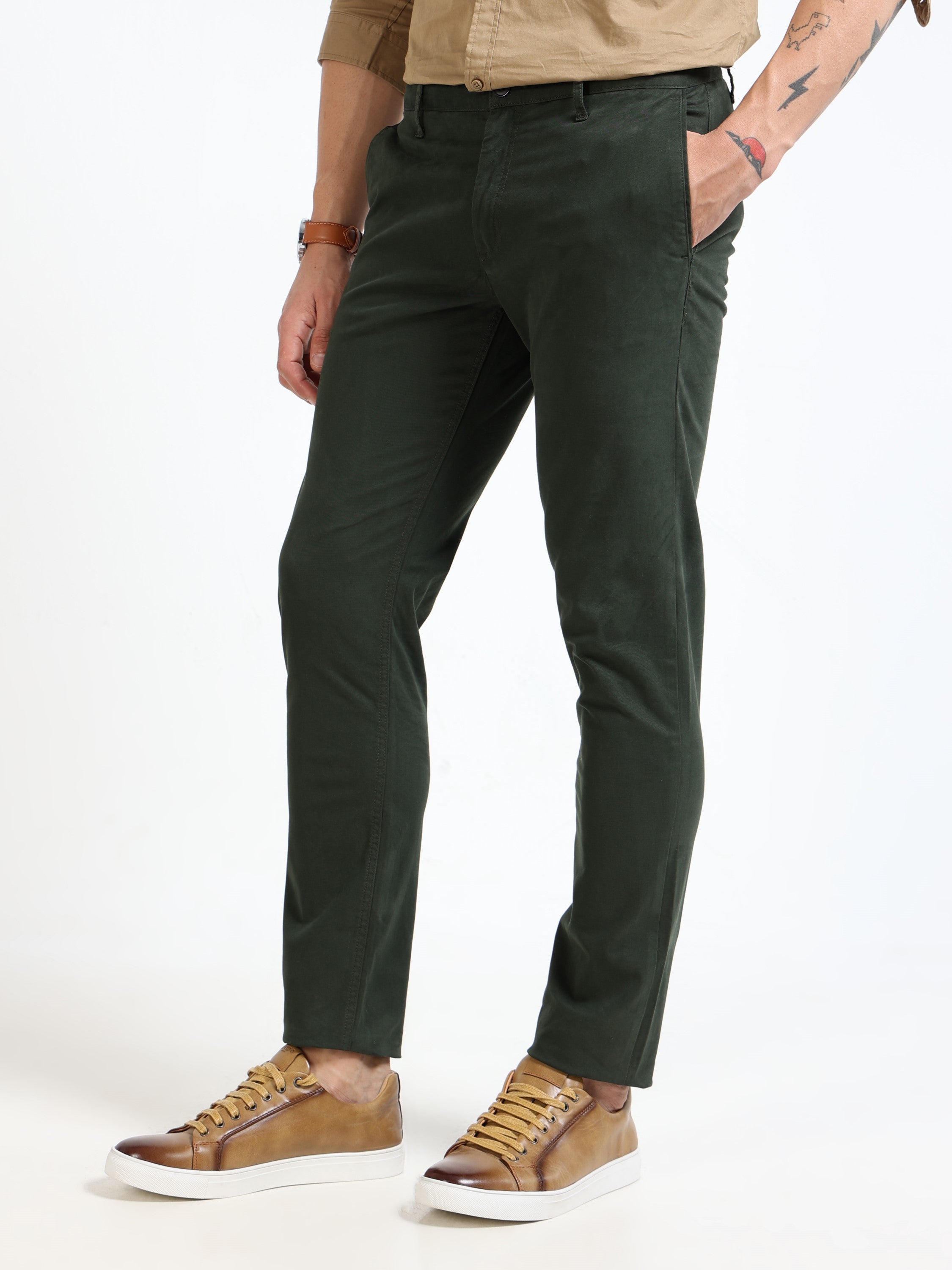 Men Green Slim Fit Pant