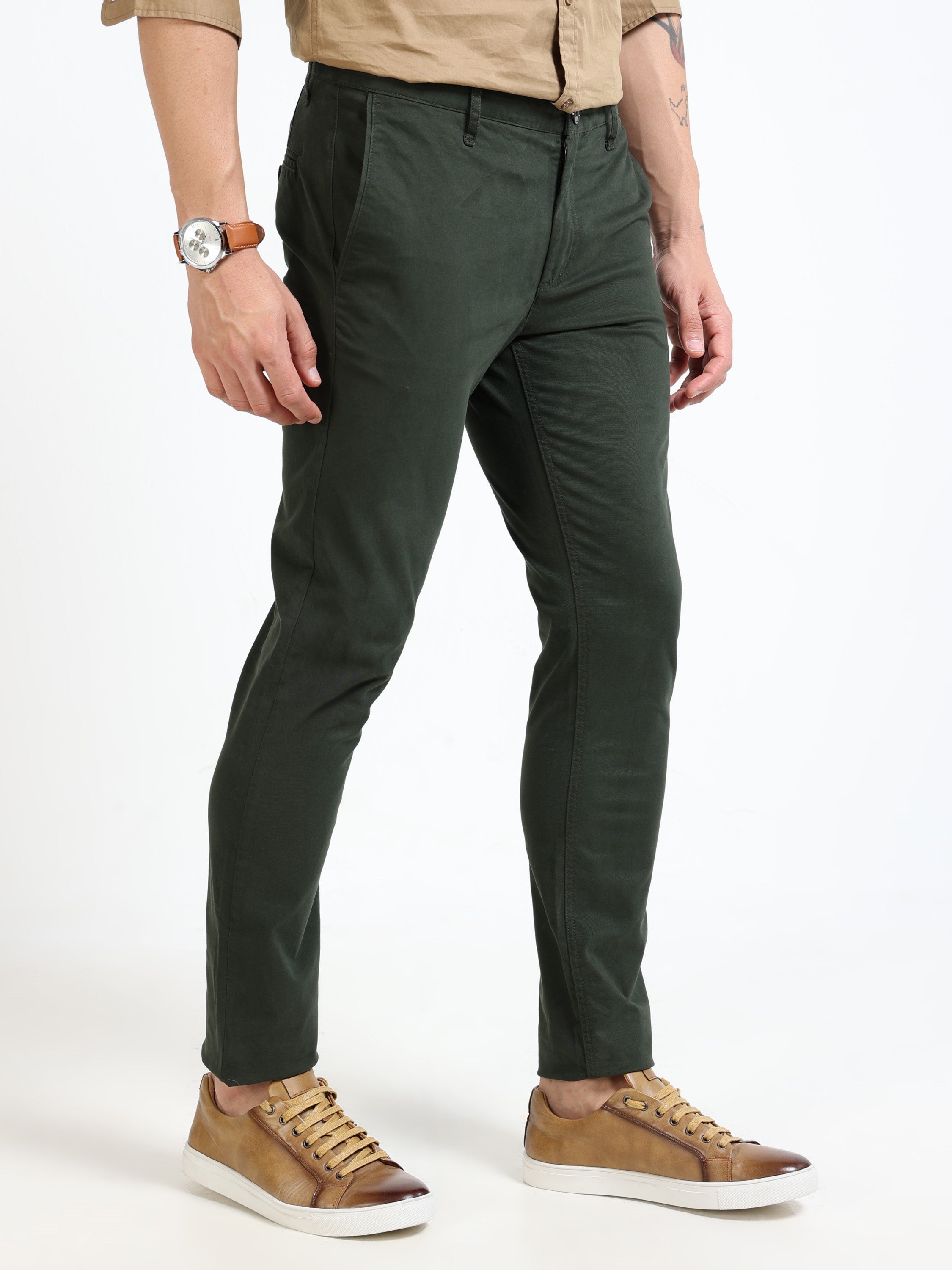 Men Green Slim Fit Pant