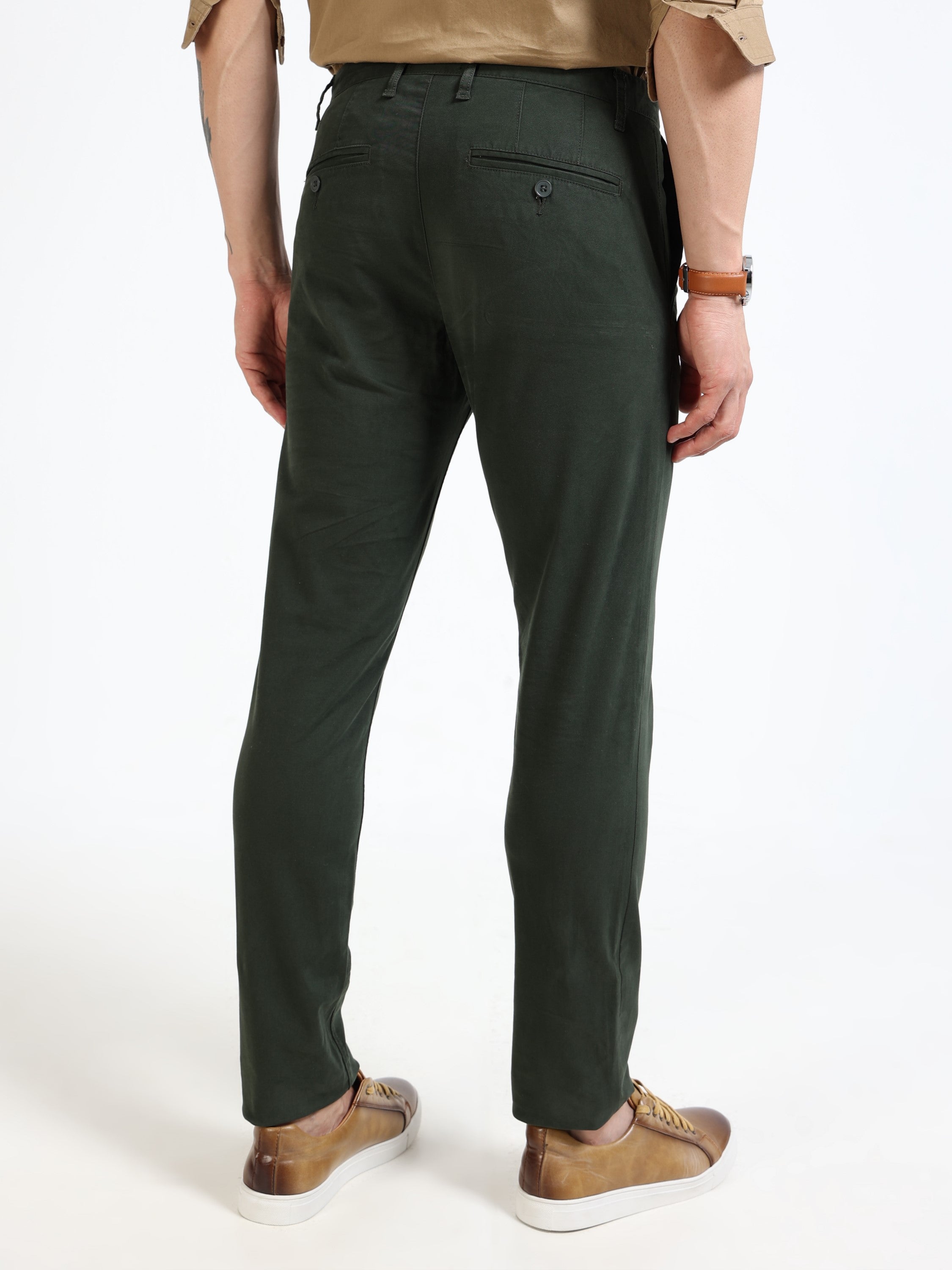 Men Green Slim Fit Pant