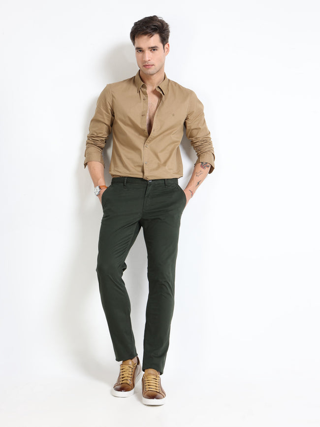 Men Green Slim Fit Pant