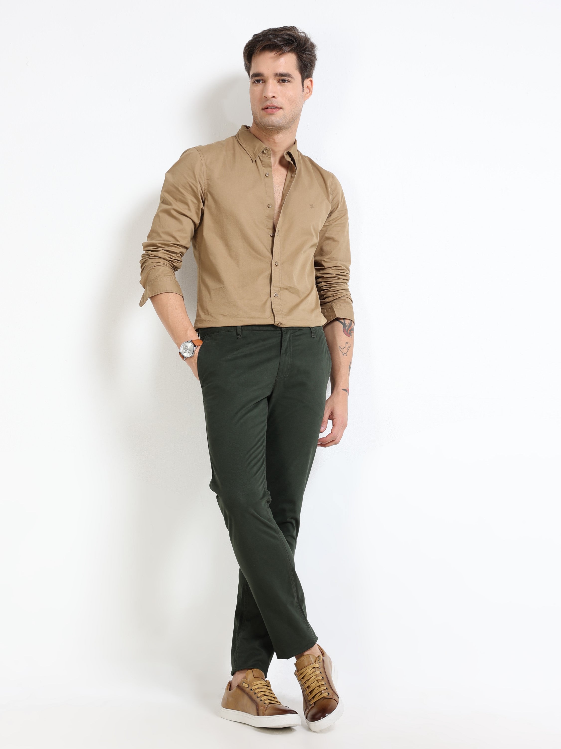 Men Green Slim Fit Pant