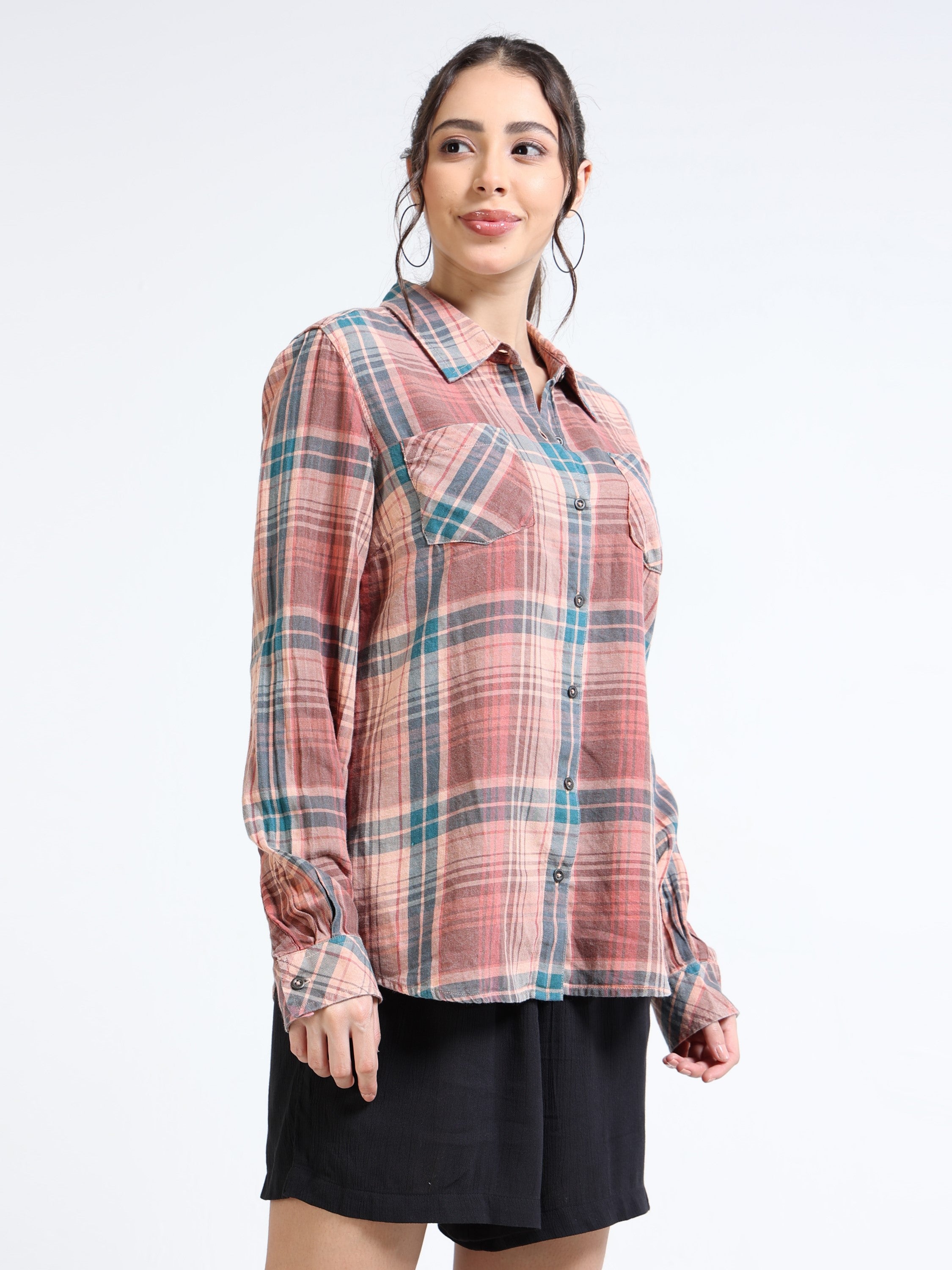 Women Multi colored Check Casual Shirt