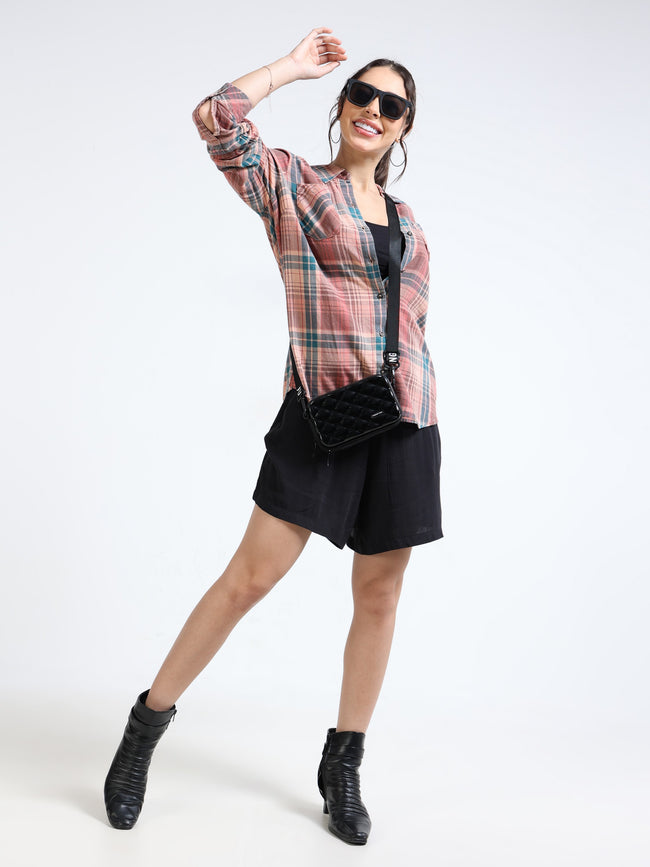Women Multi colored Check Casual Shirt