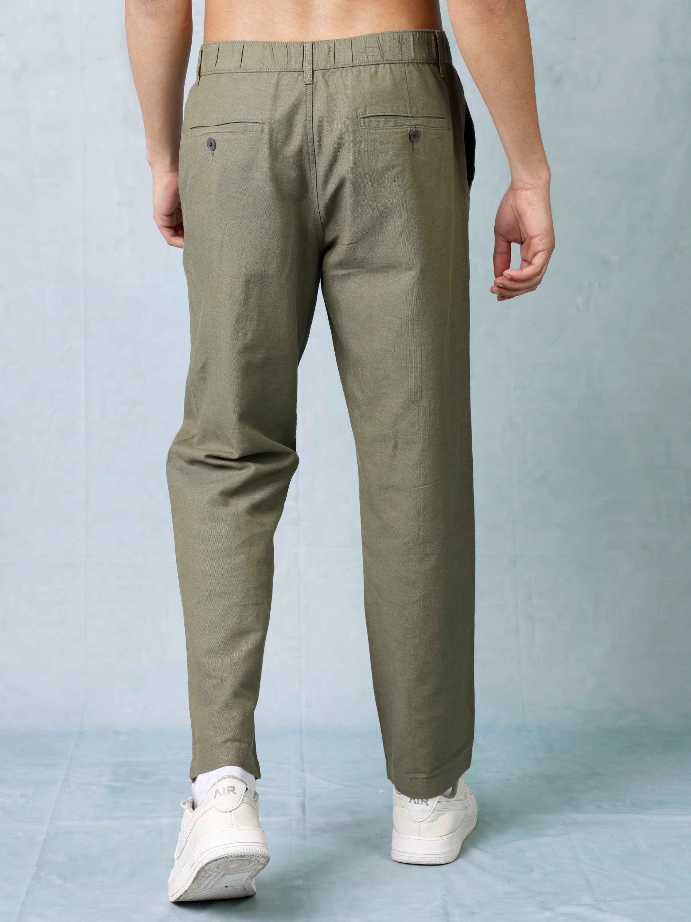 Men Olive Comfort Fit Pants