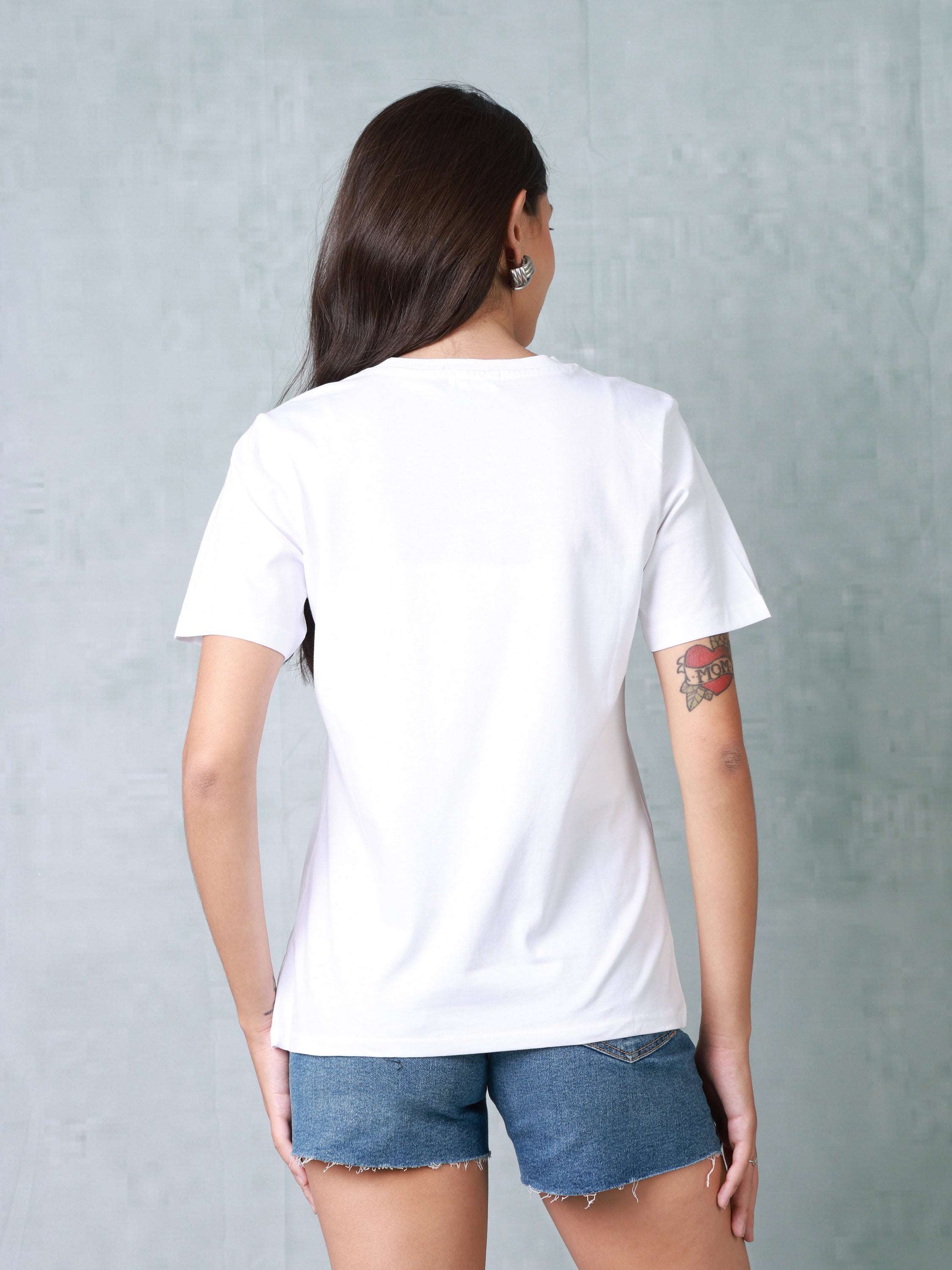 Women White Floral Organic Cotton T-shirt