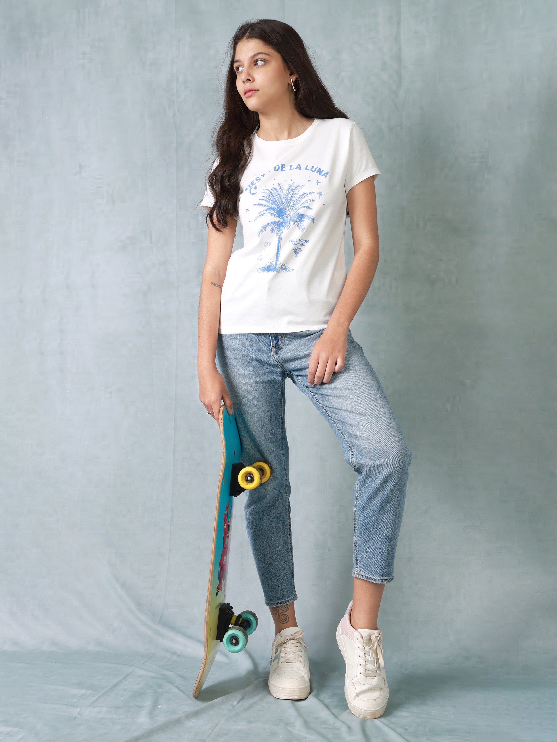 Women White Palm Organic Cotton T-shirt