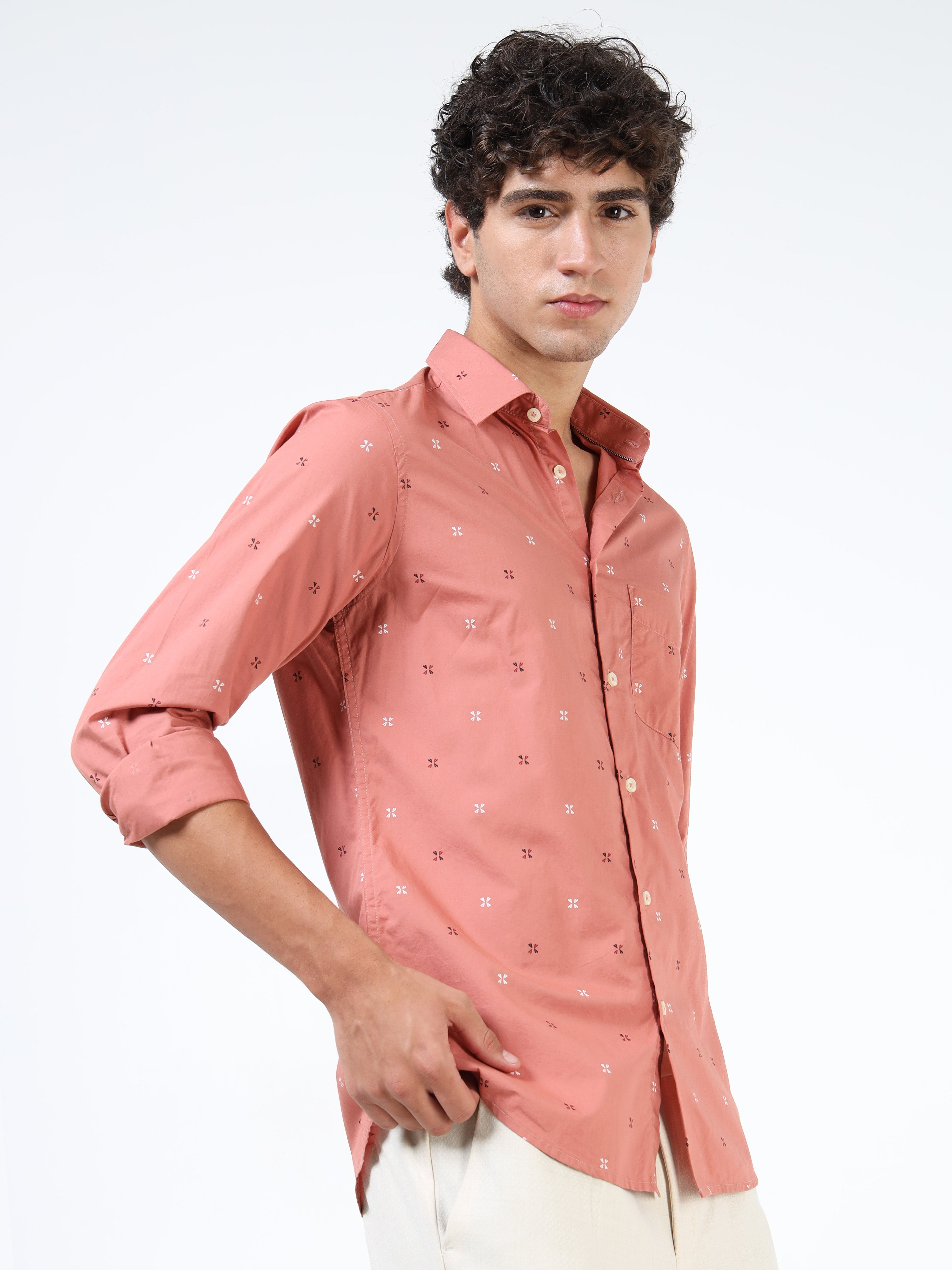 Men Pink Pure Cotton Shirt