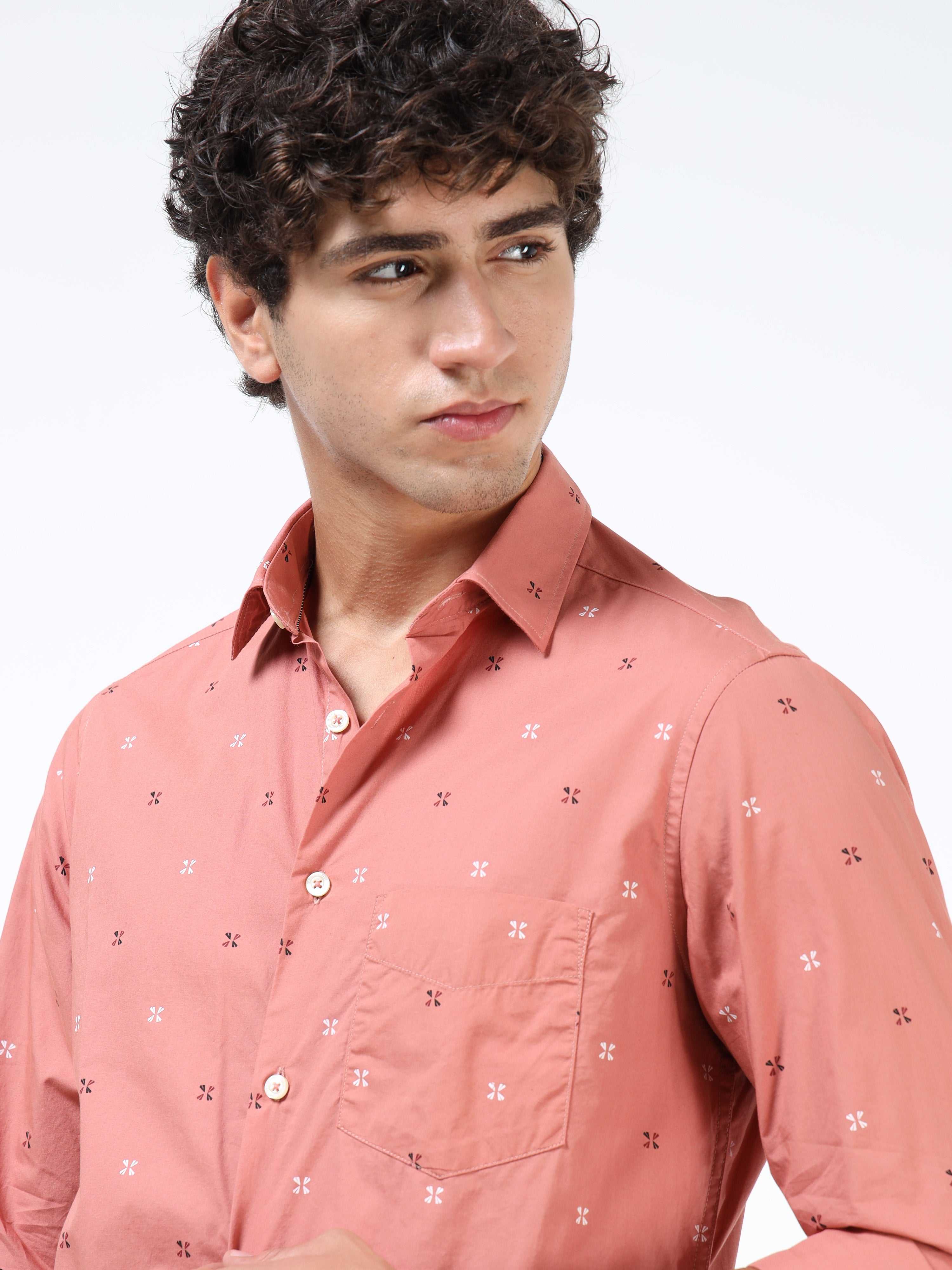Men Pink Pure Cotton Shirt