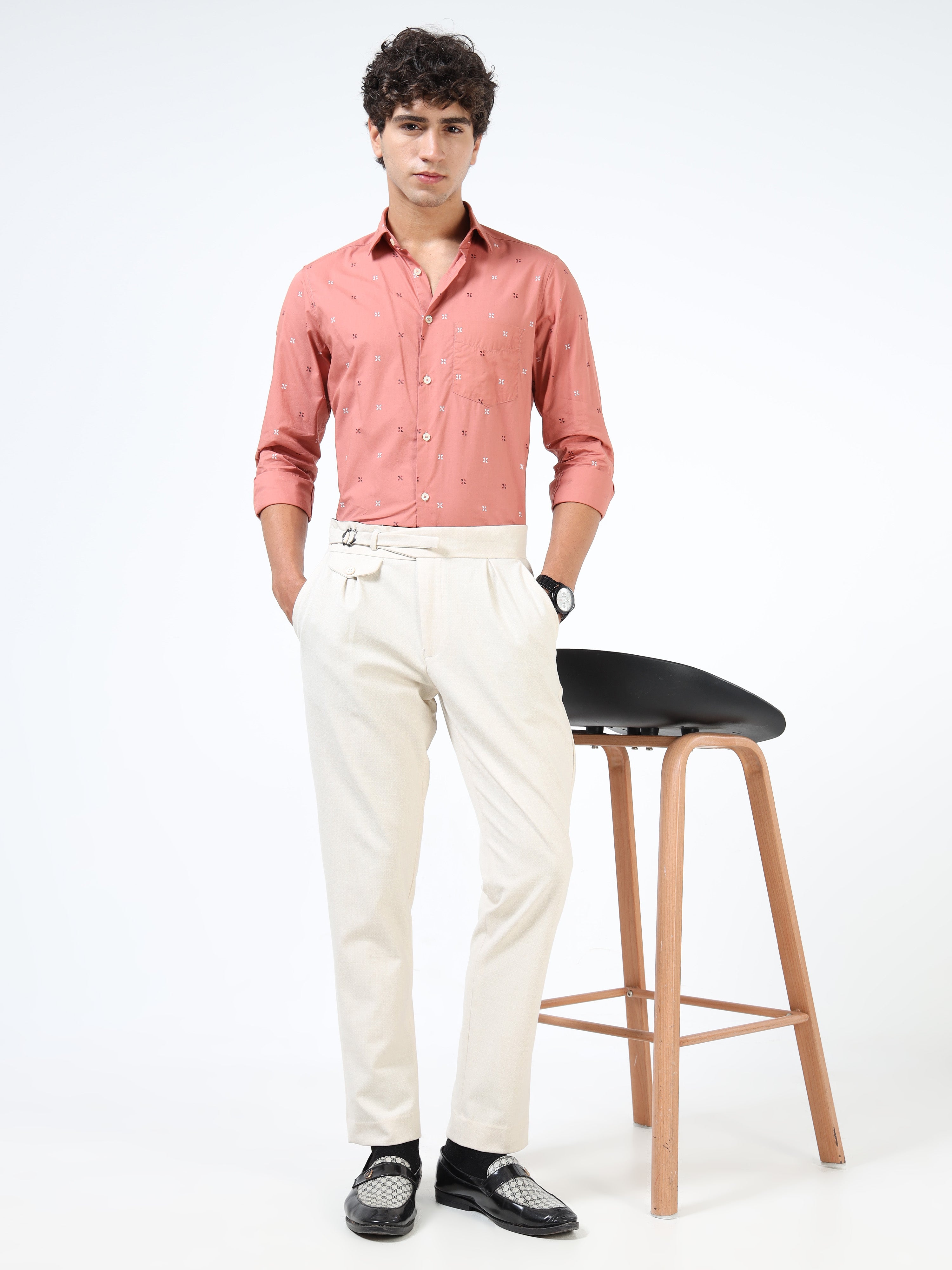 Men Pink Pure Cotton Shirt