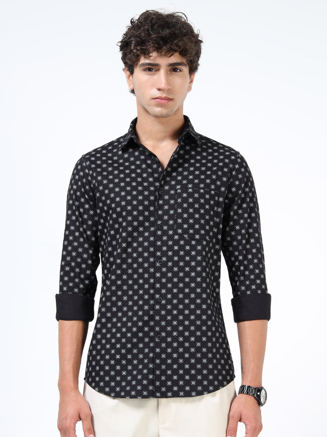 Men Black Pure Cotton Shirt