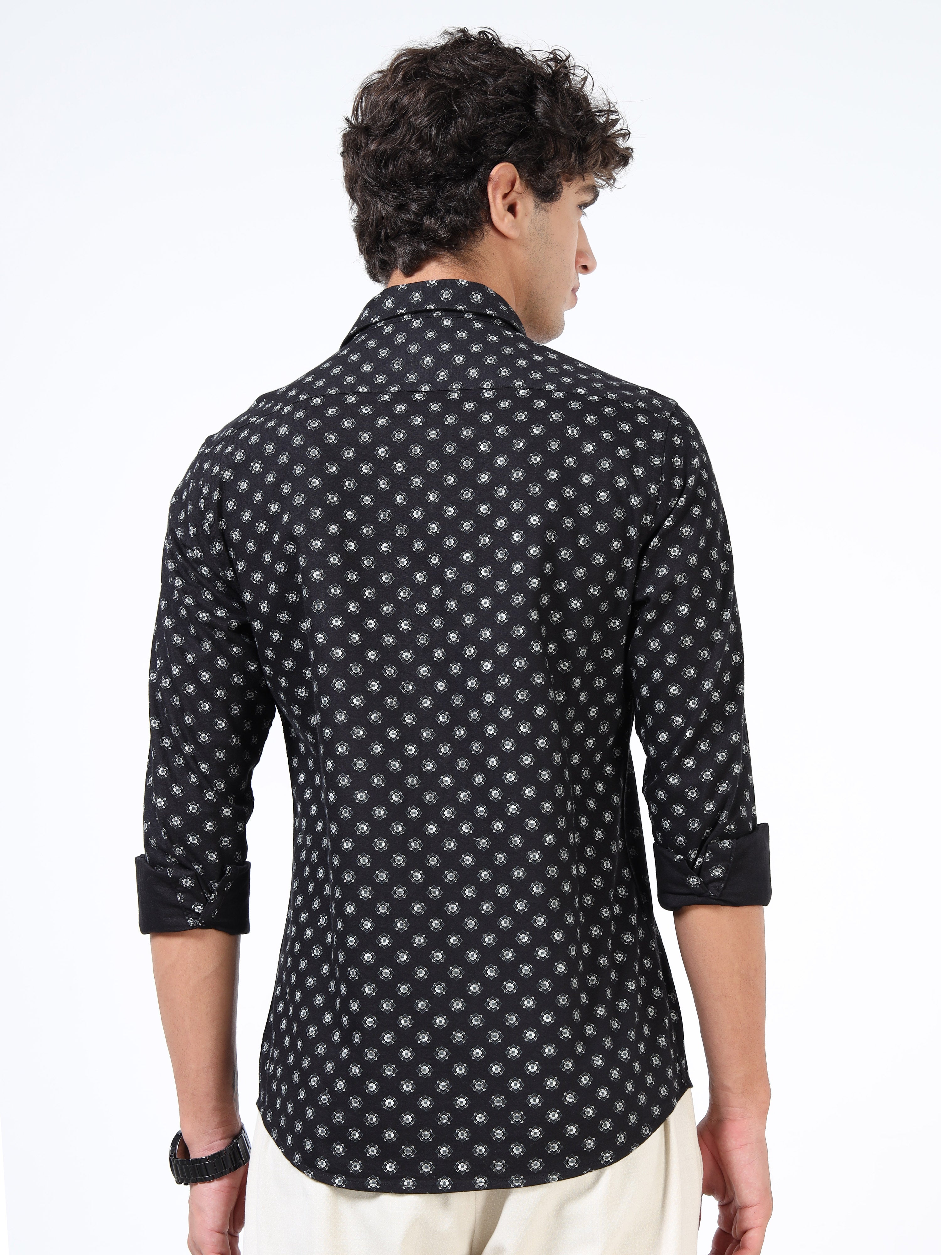 Men Black Pure Cotton Shirt