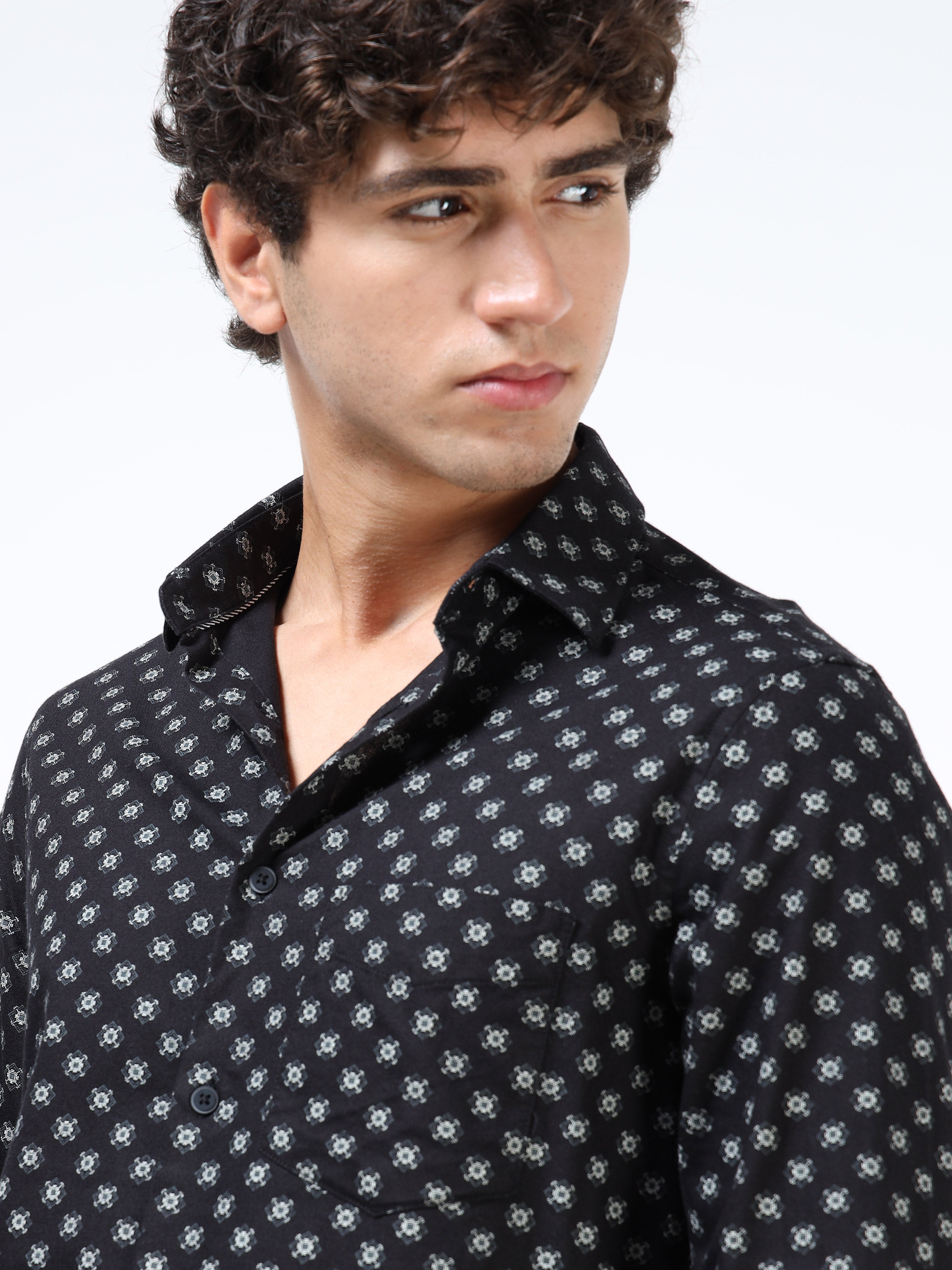 Men Black Pure Cotton Shirt
