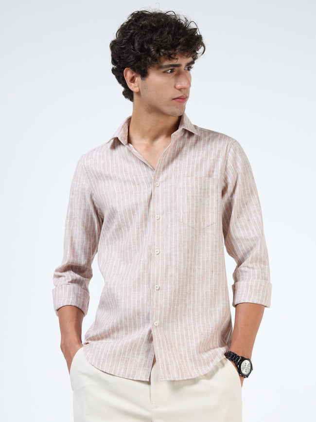 Men Cream Pure Linen shirt