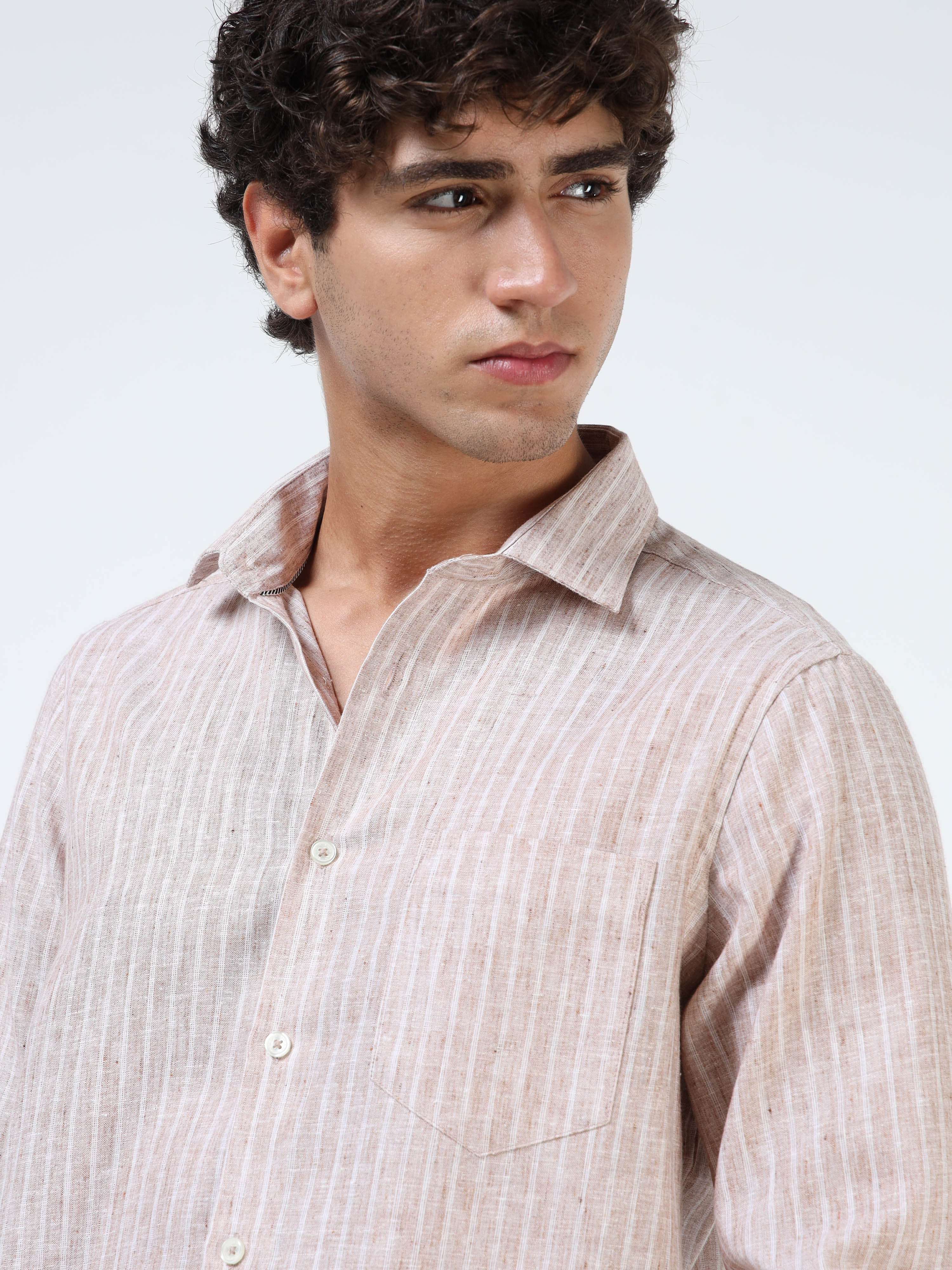 Men Cream Pure Linen shirt