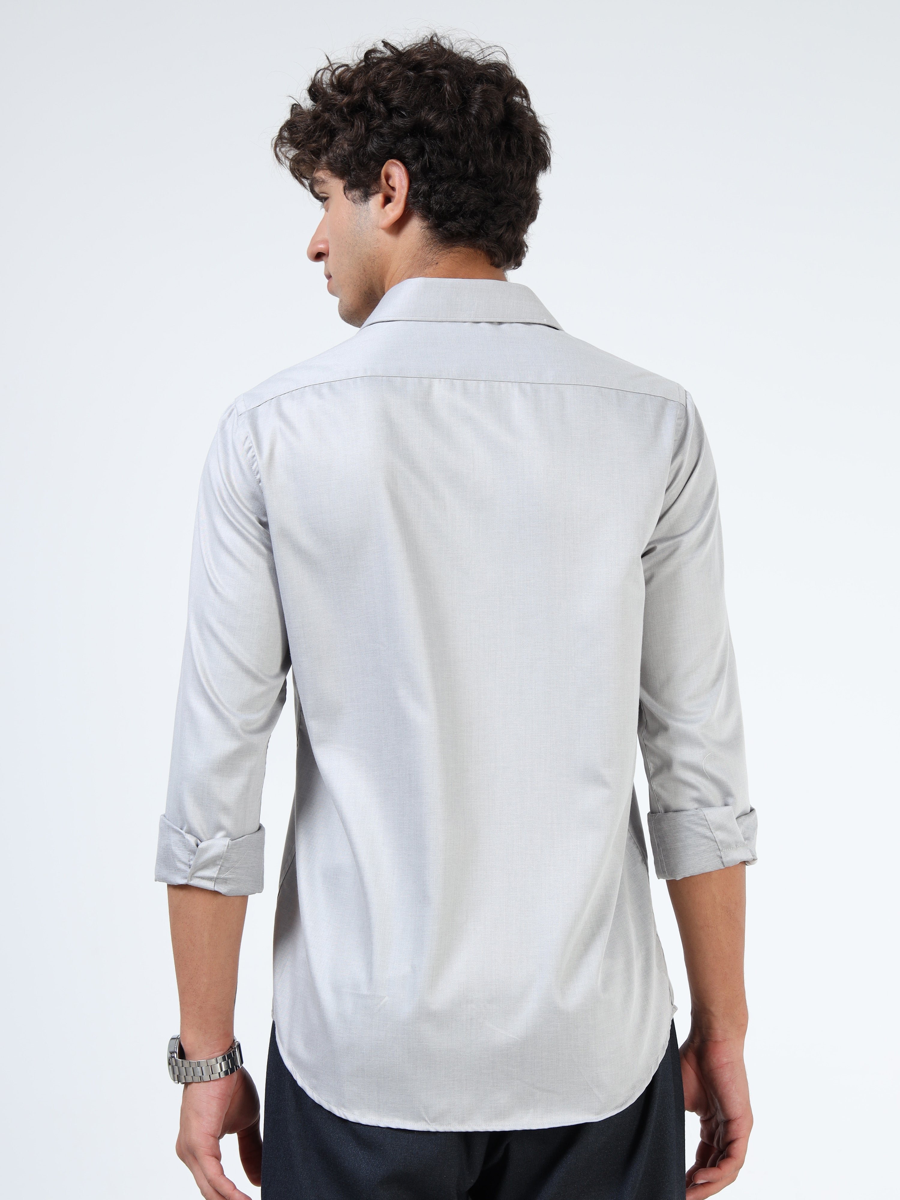 Men Grey Silk Shirt