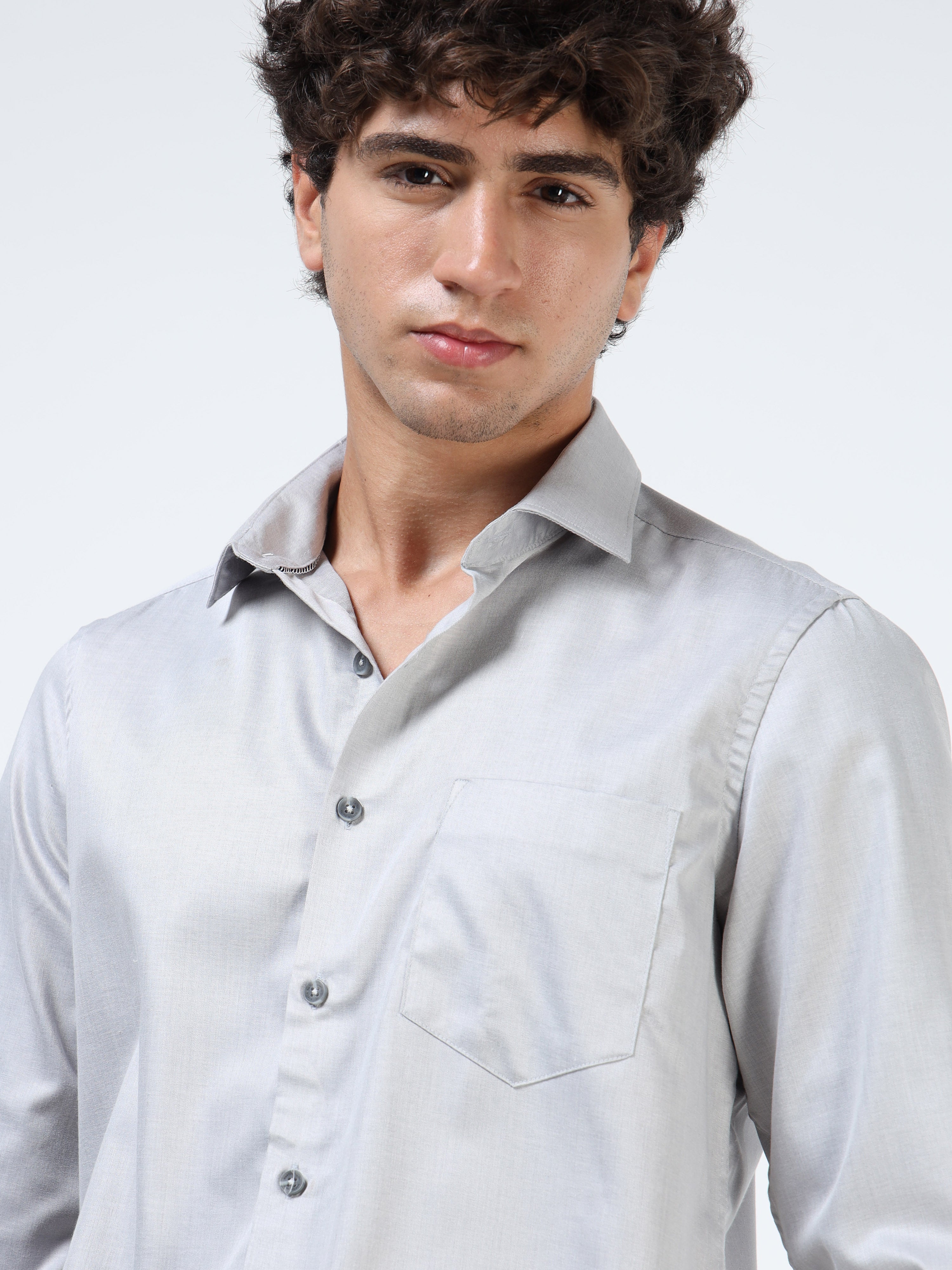 Men Grey Silk Shirt