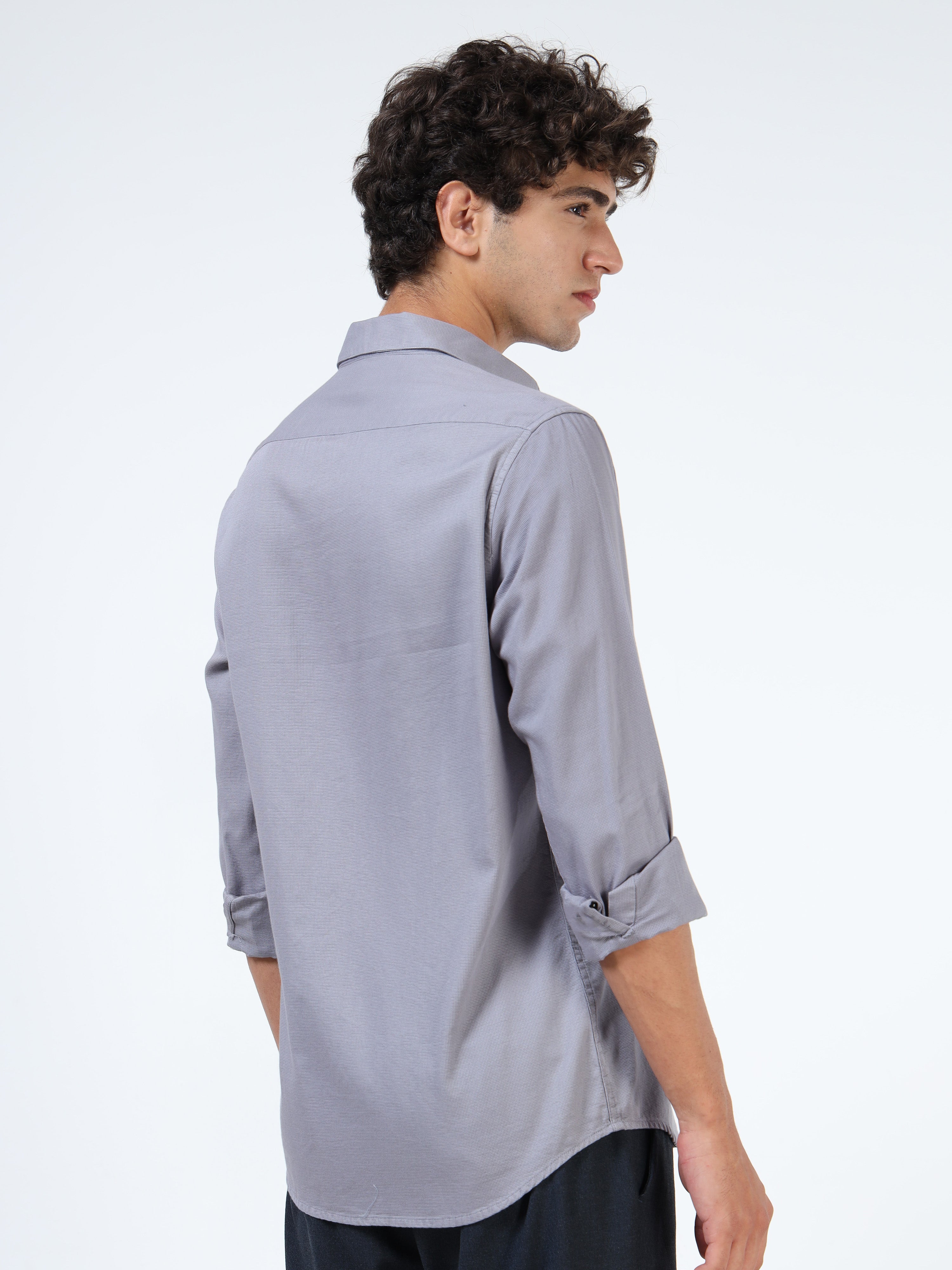 Men Grey Cotton Shirt