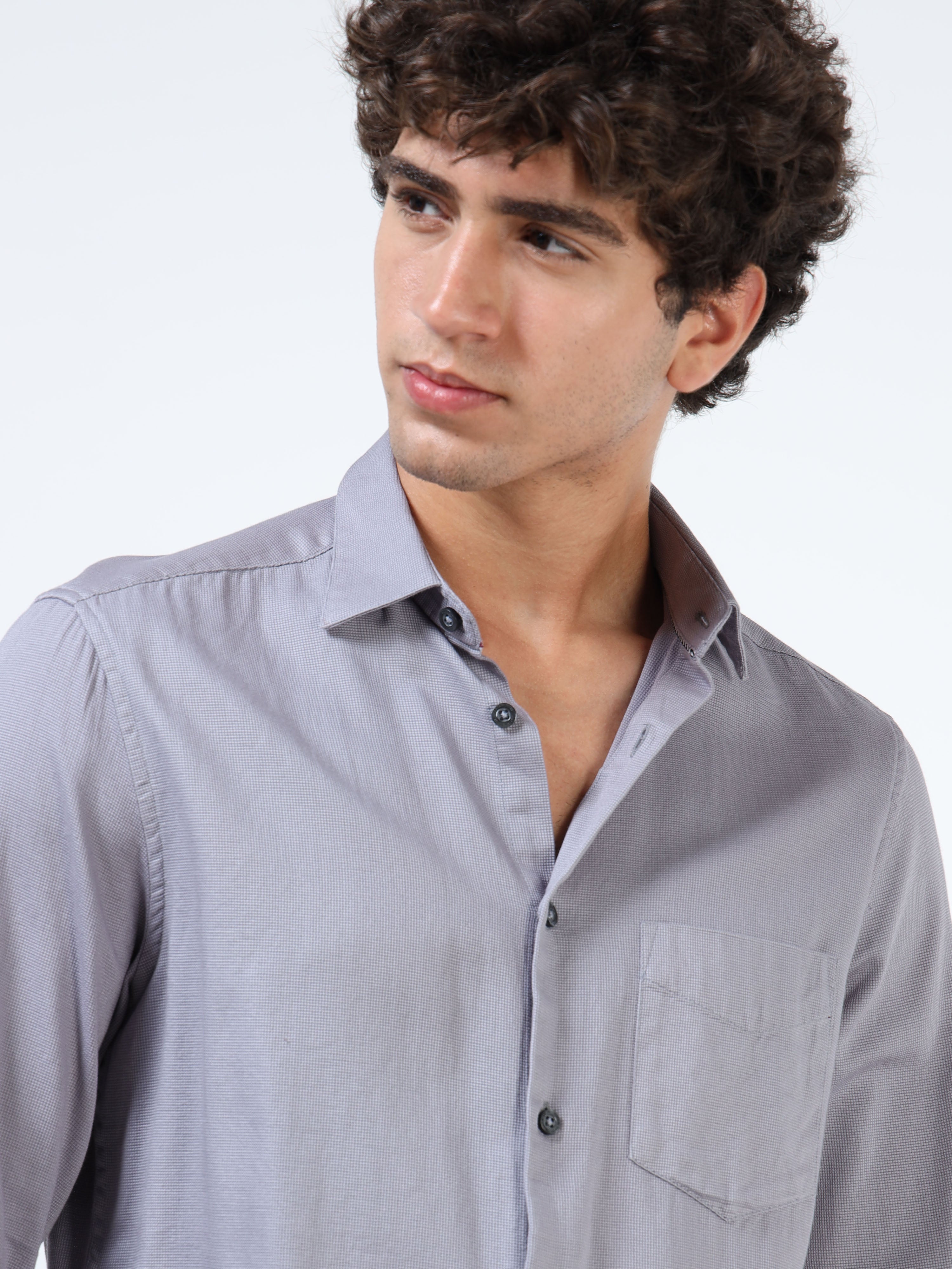 Men Grey Cotton Shirt