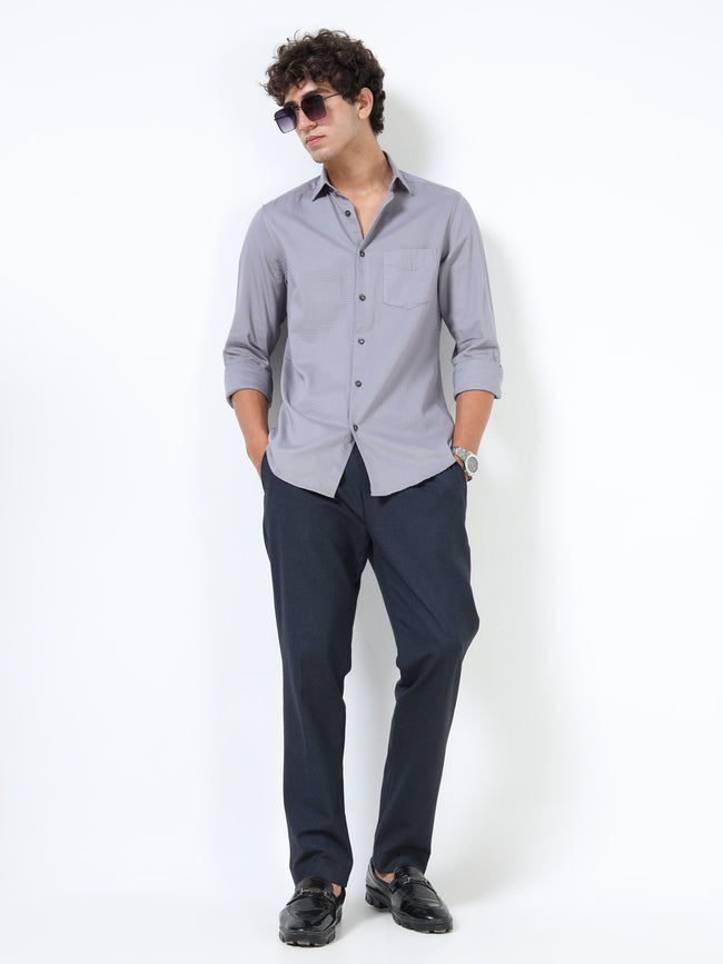 Men Grey Cotton Shirt