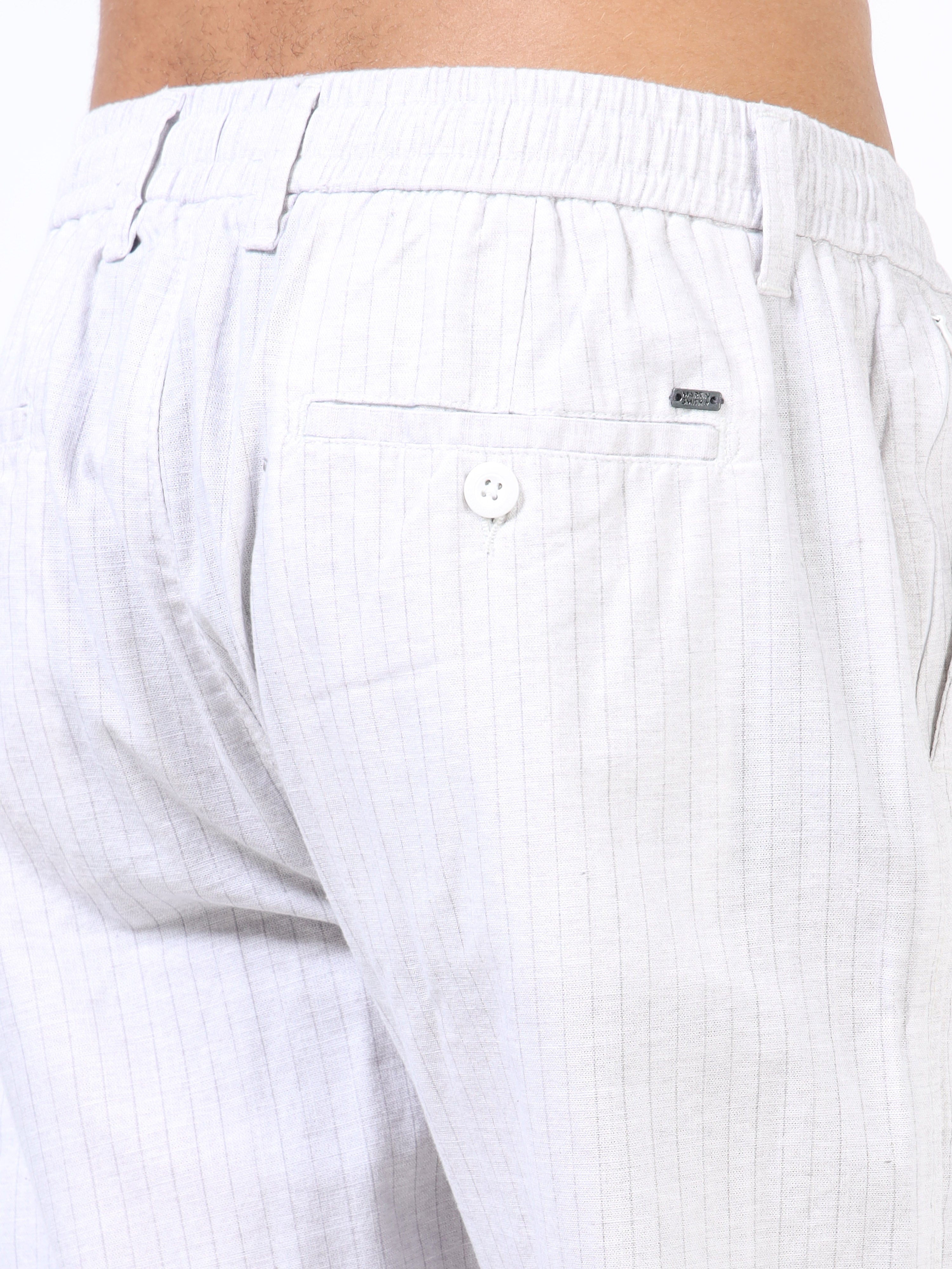 Men White Cotton Relaxed Fit Trousers