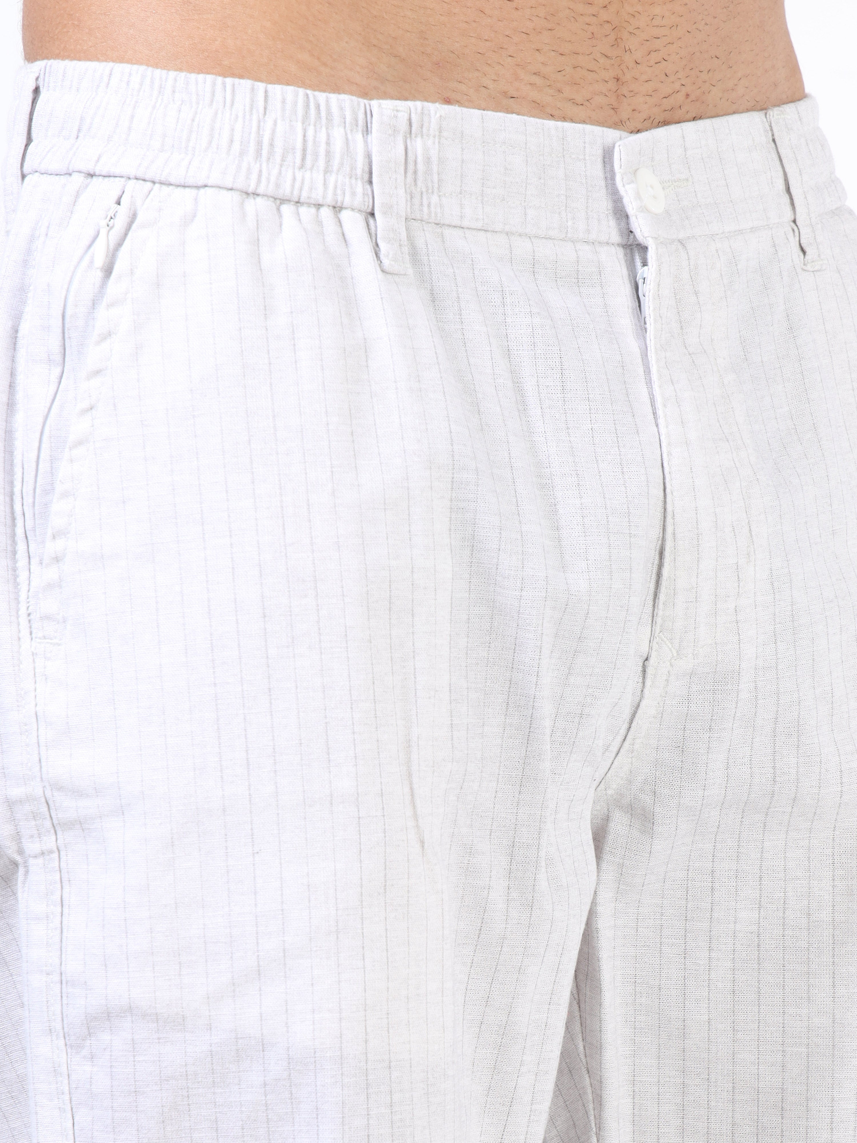 Men White Cotton Relaxed Fit Trousers