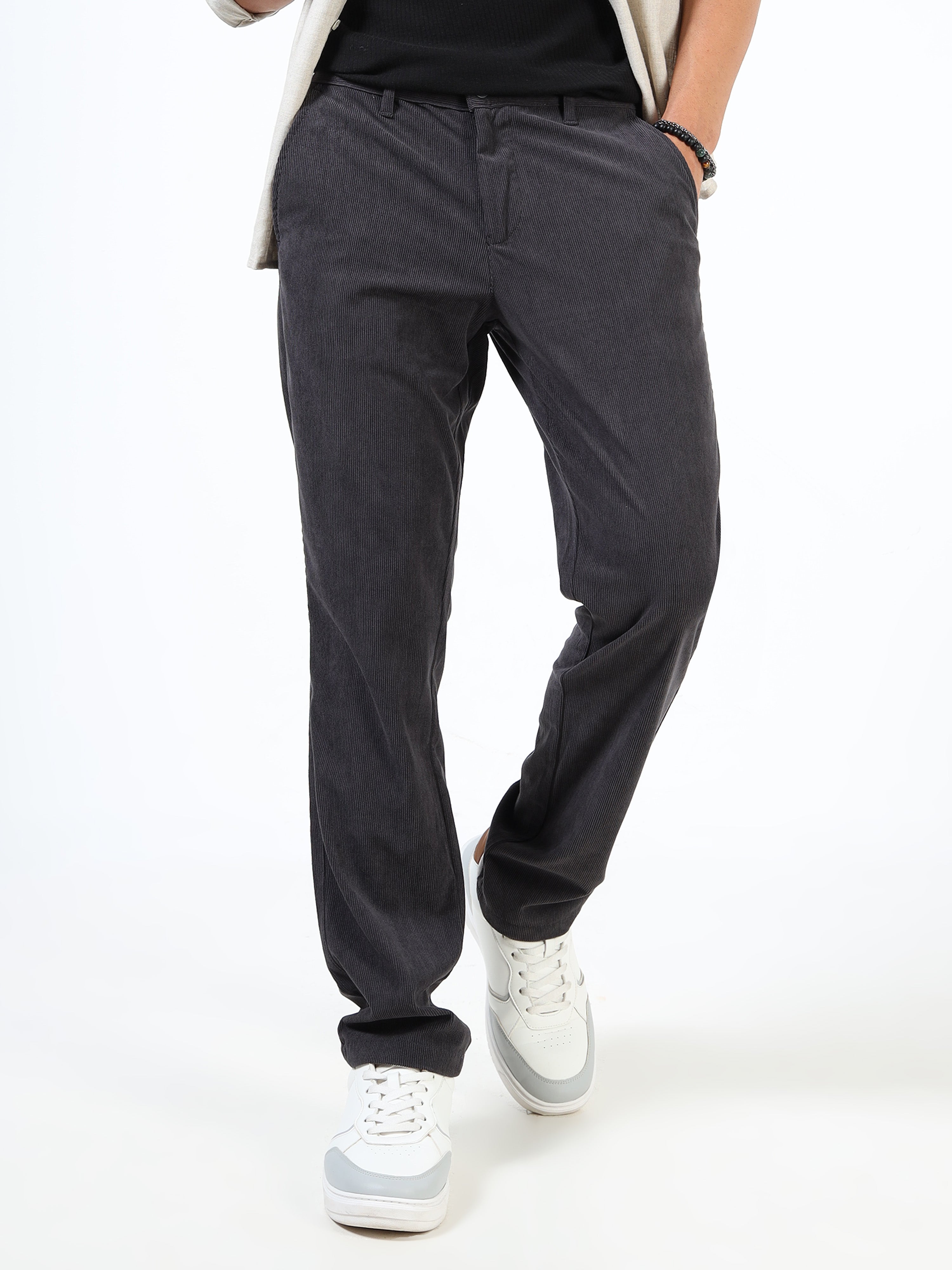 Men Grey Corduroy Pants