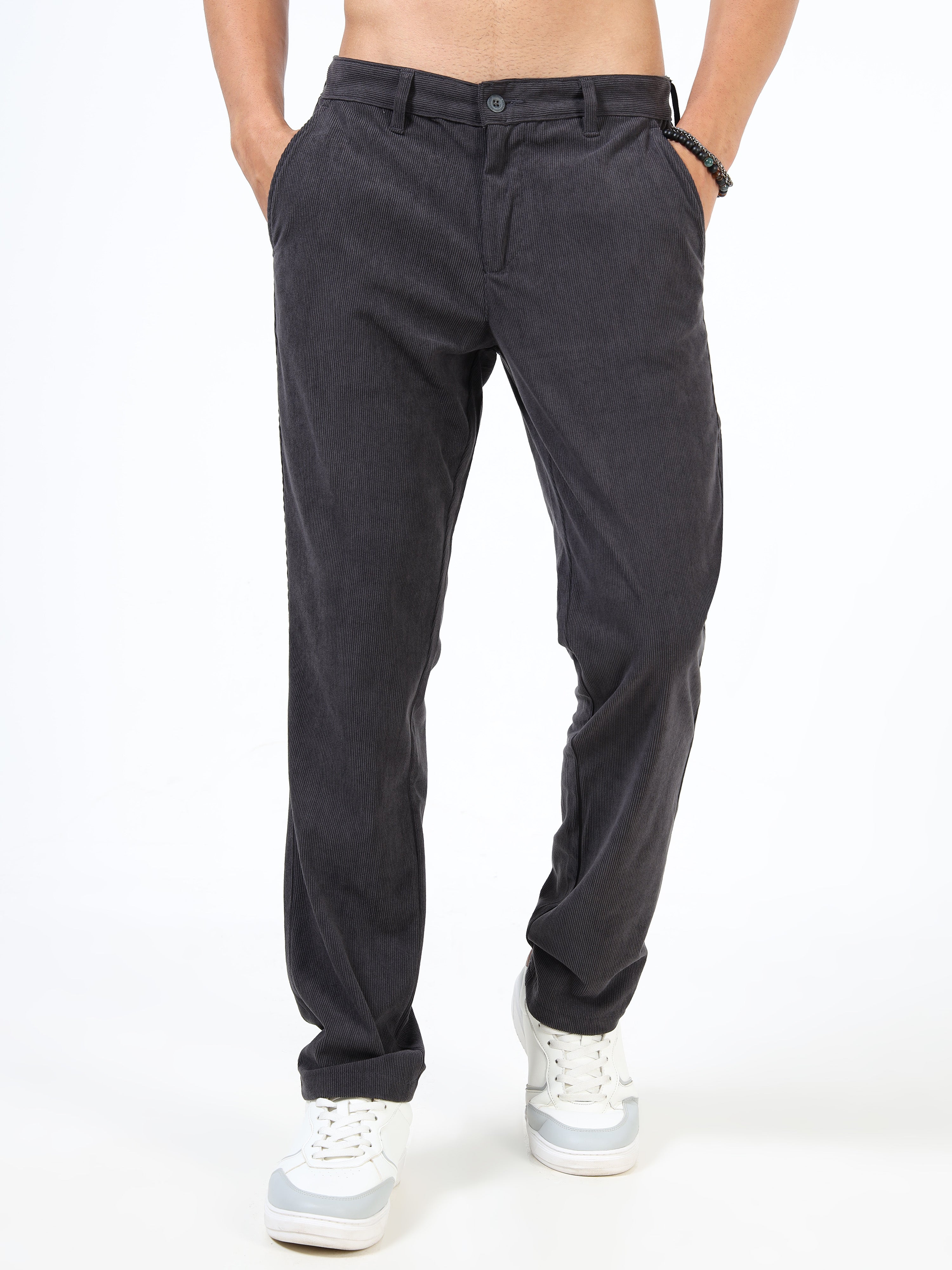 Men Grey Corduroy Pants