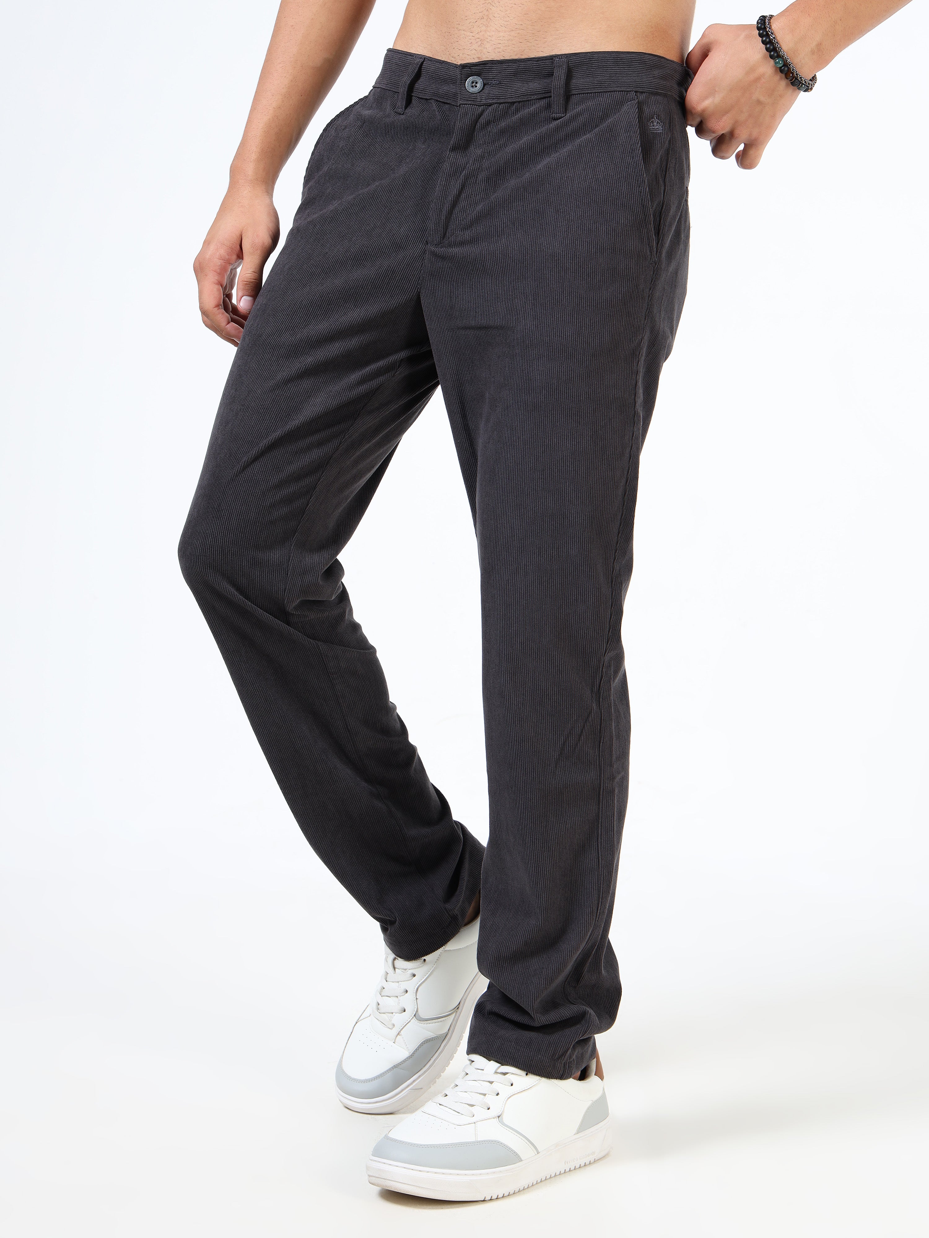 Men Grey Corduroy Pants