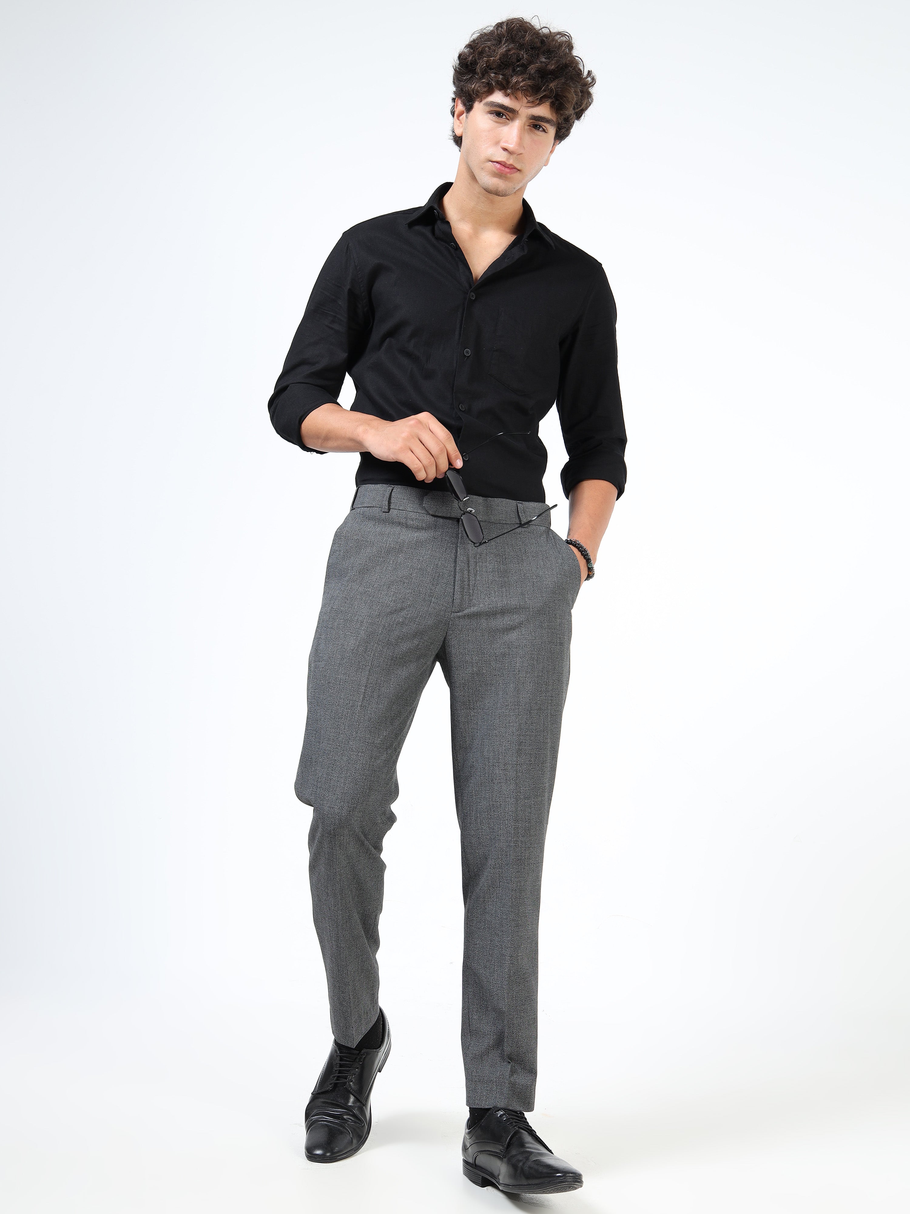 Men Grey Formal Trousers