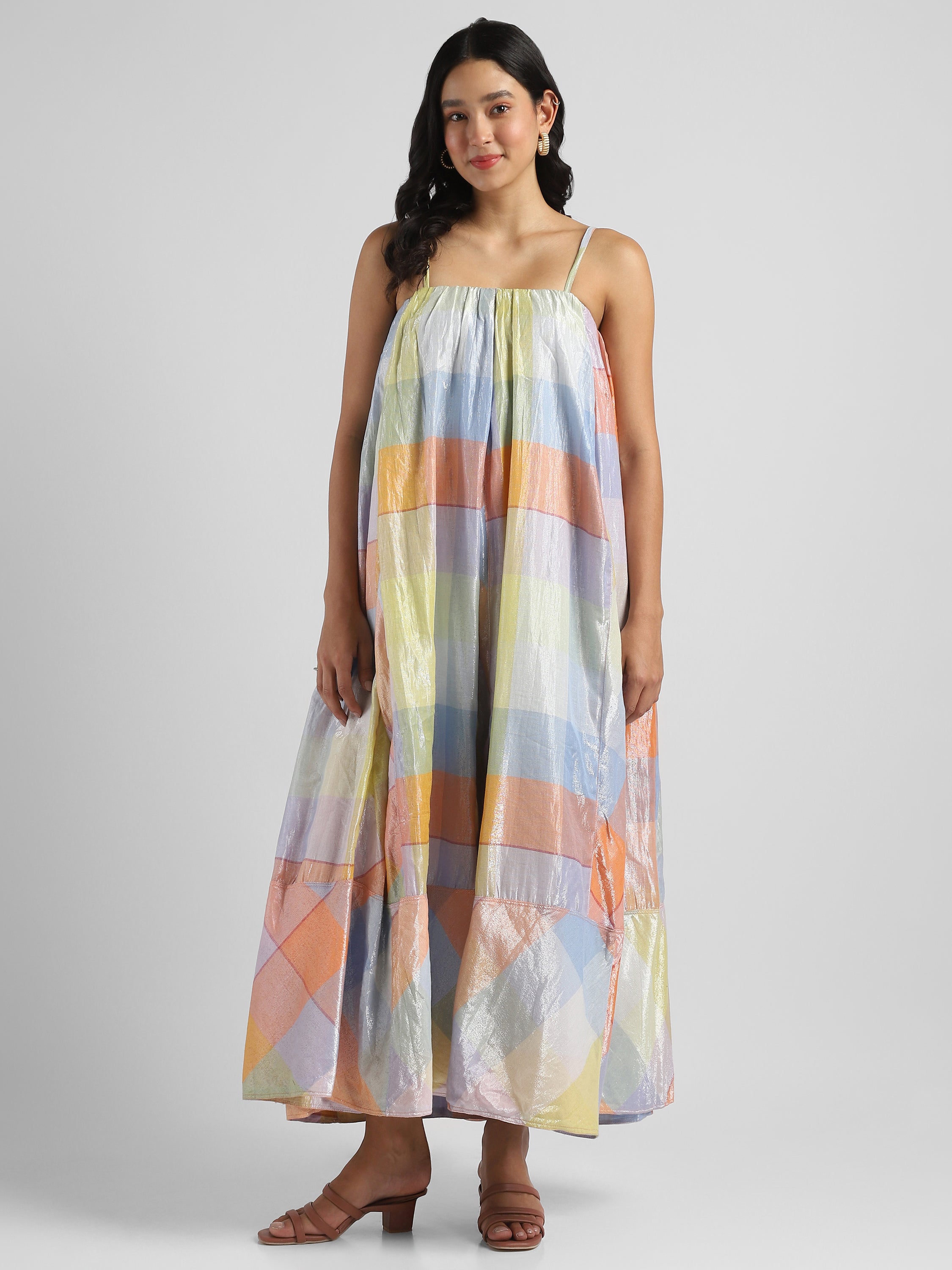 Women Multi Colored Shimmer Maxi Dress