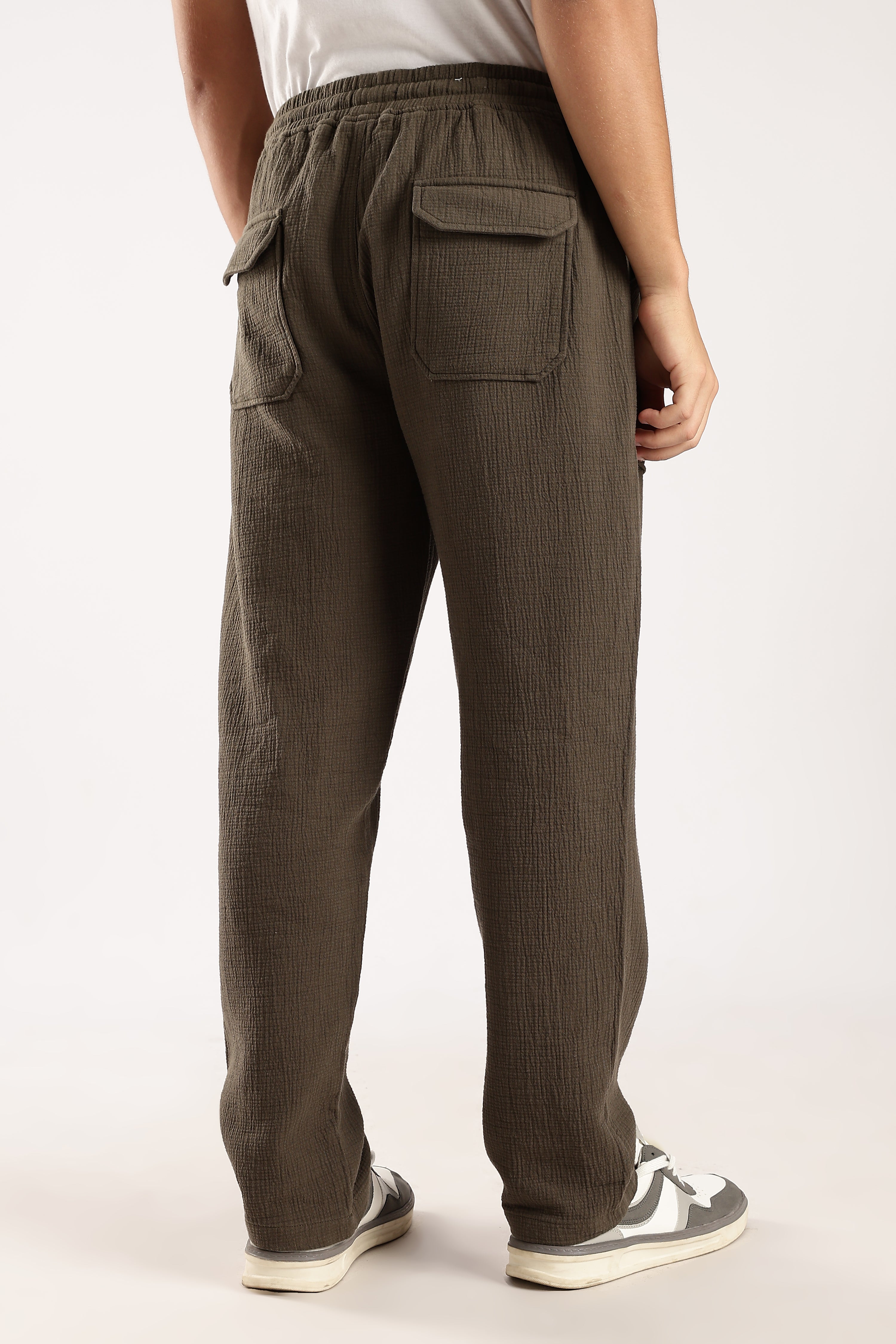 Men Green Drawcord Trousers