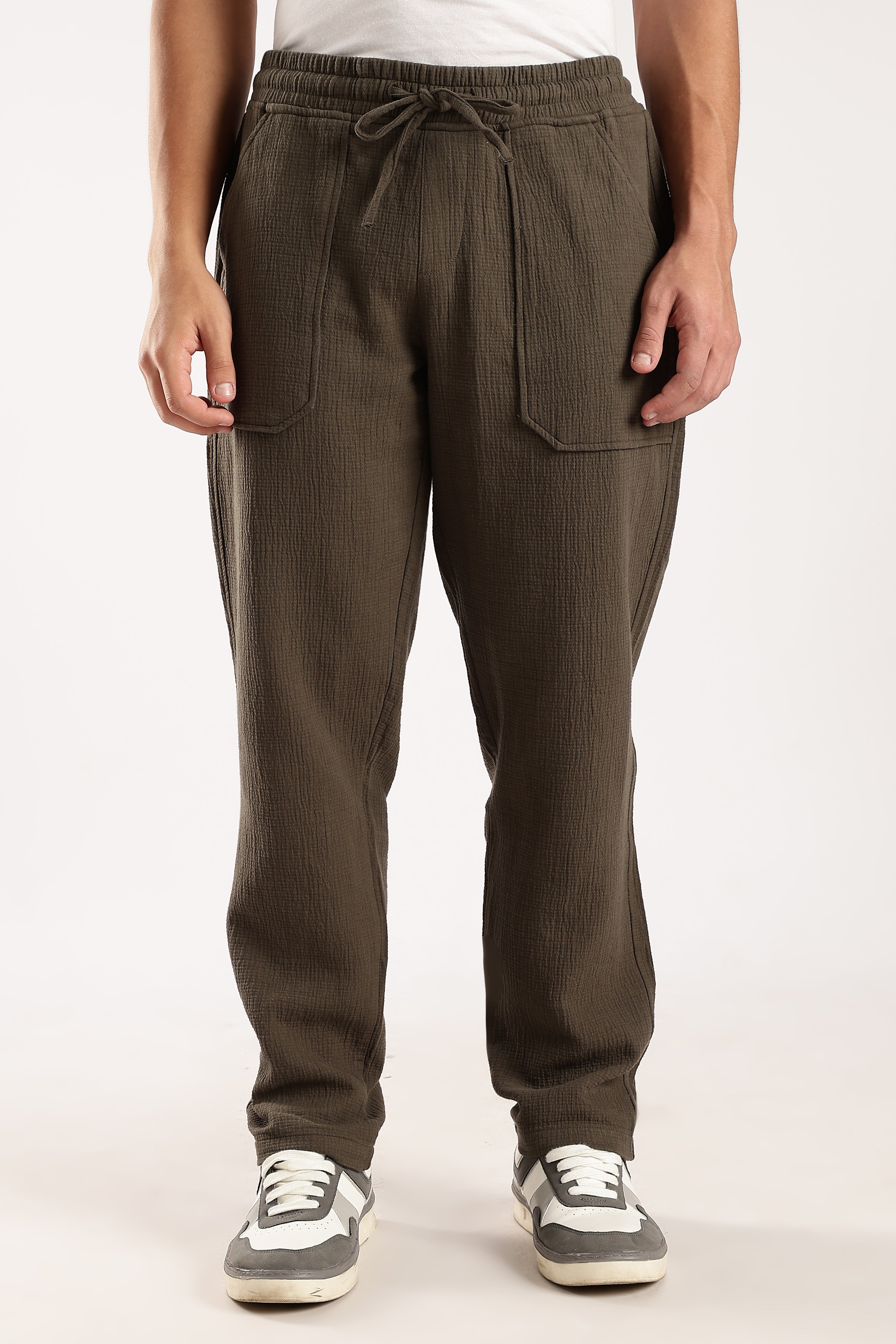 Men Green Drawcord Trousers