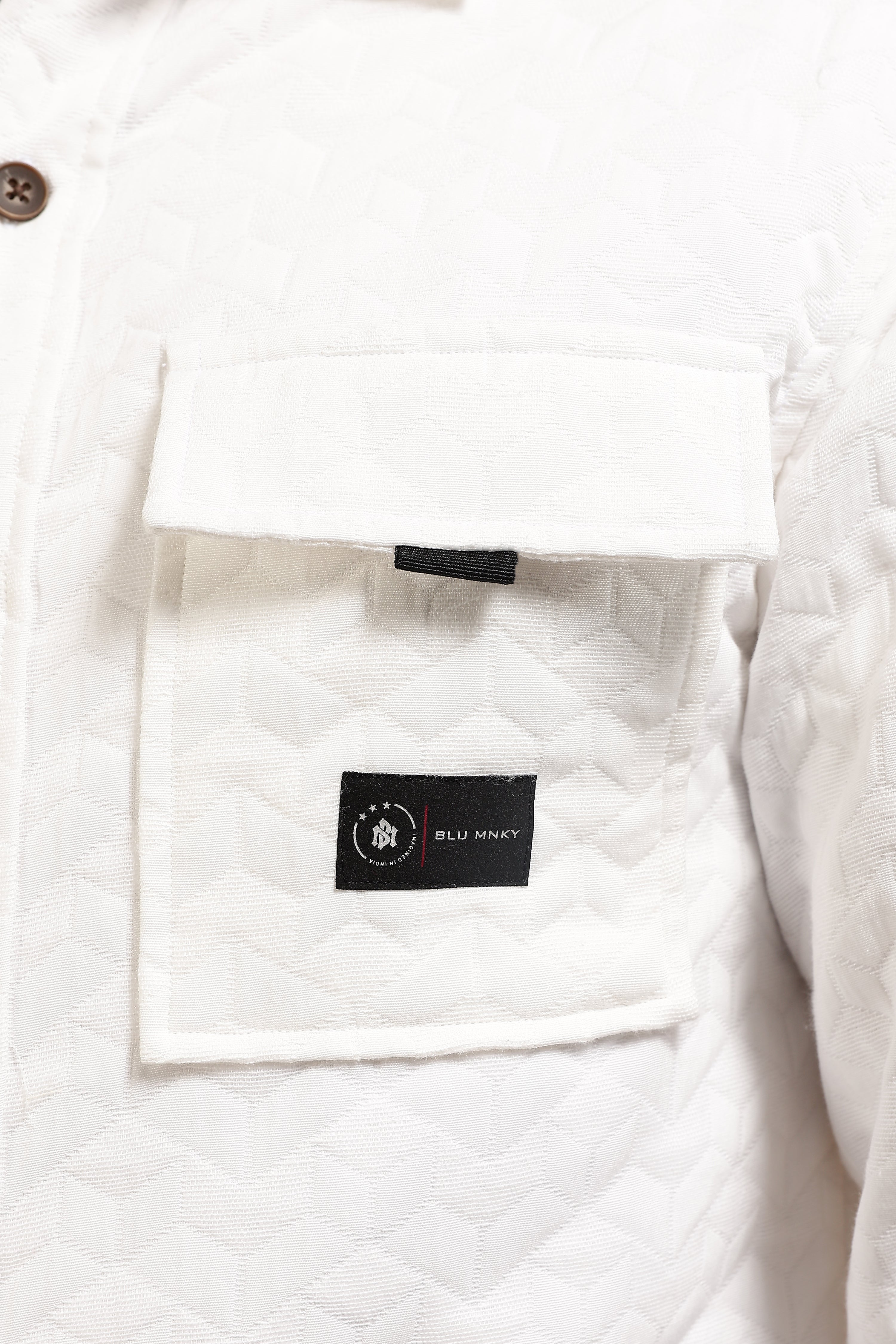 Men White Casual Shacket