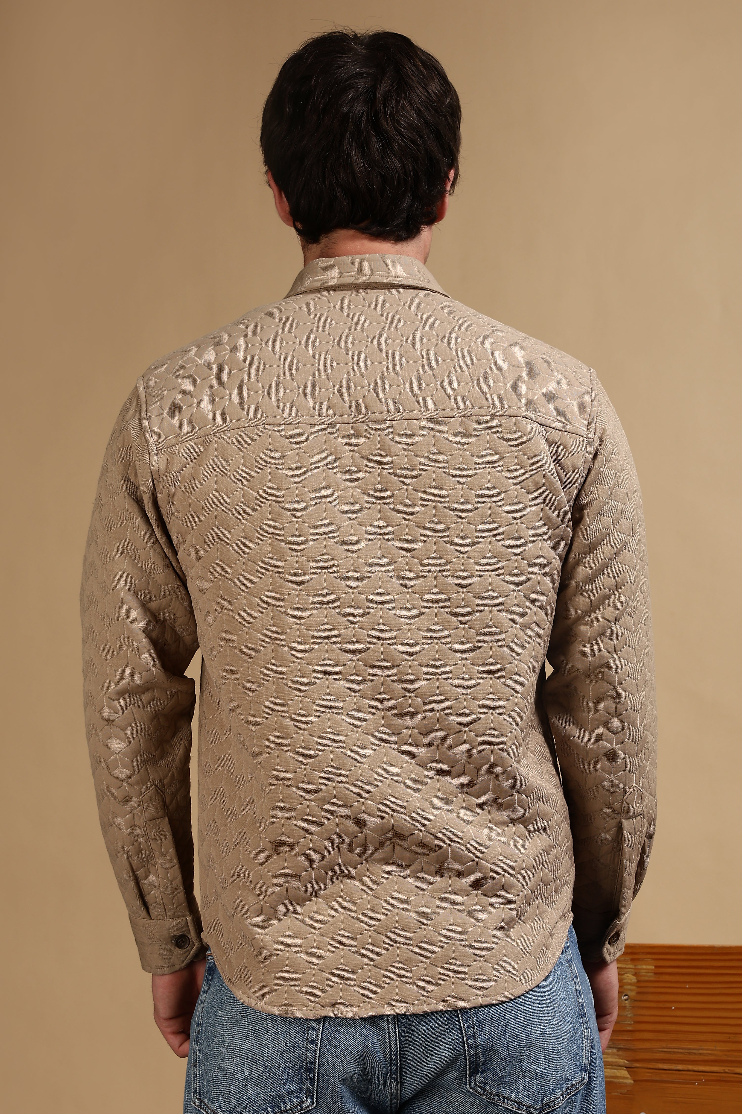 Men Khaki Casual Shacket