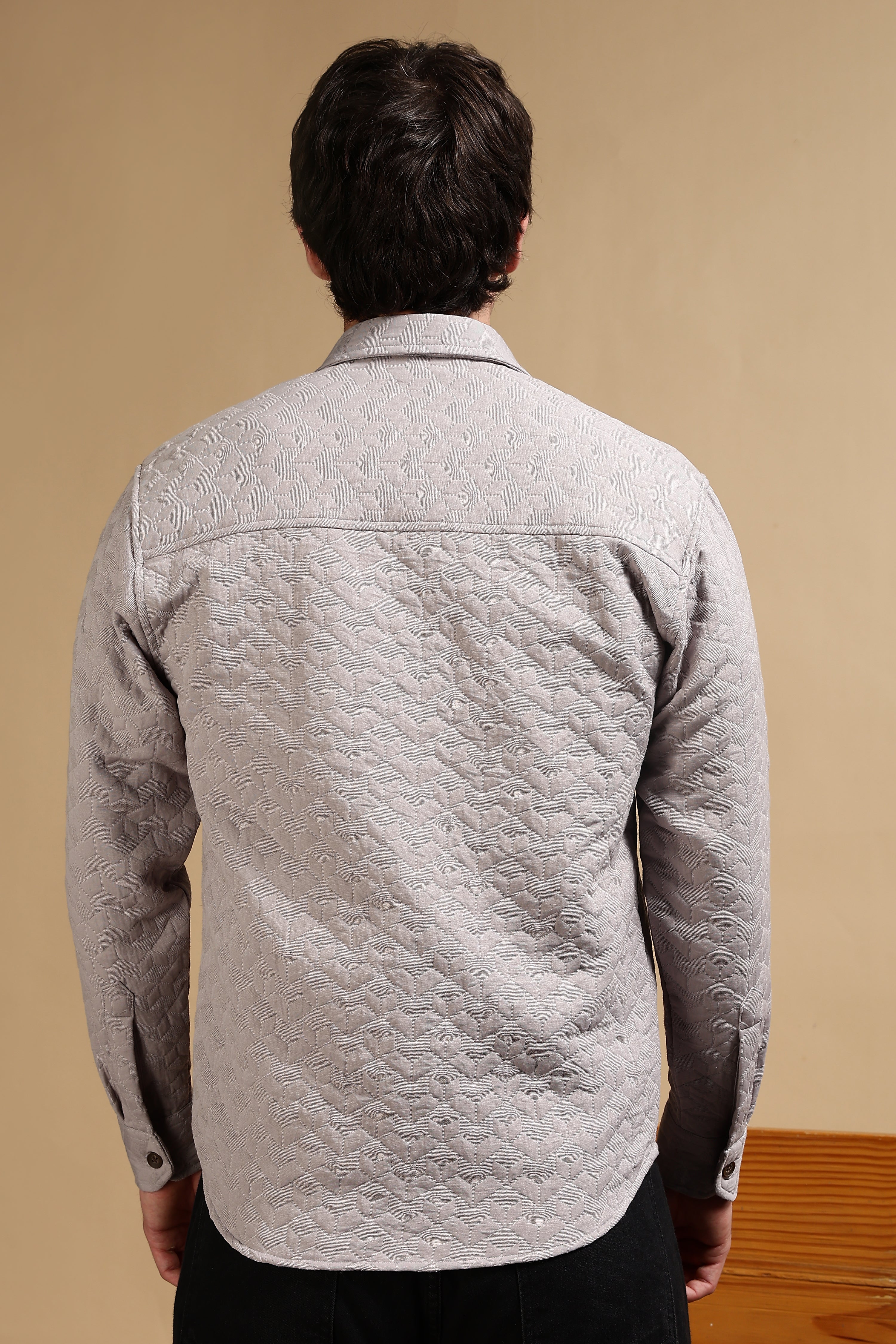 Men Grey Casual Shacket