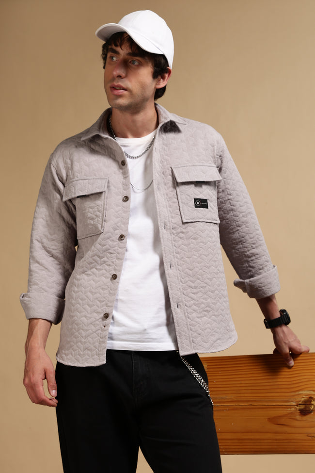 Men Grey Casual Shacket