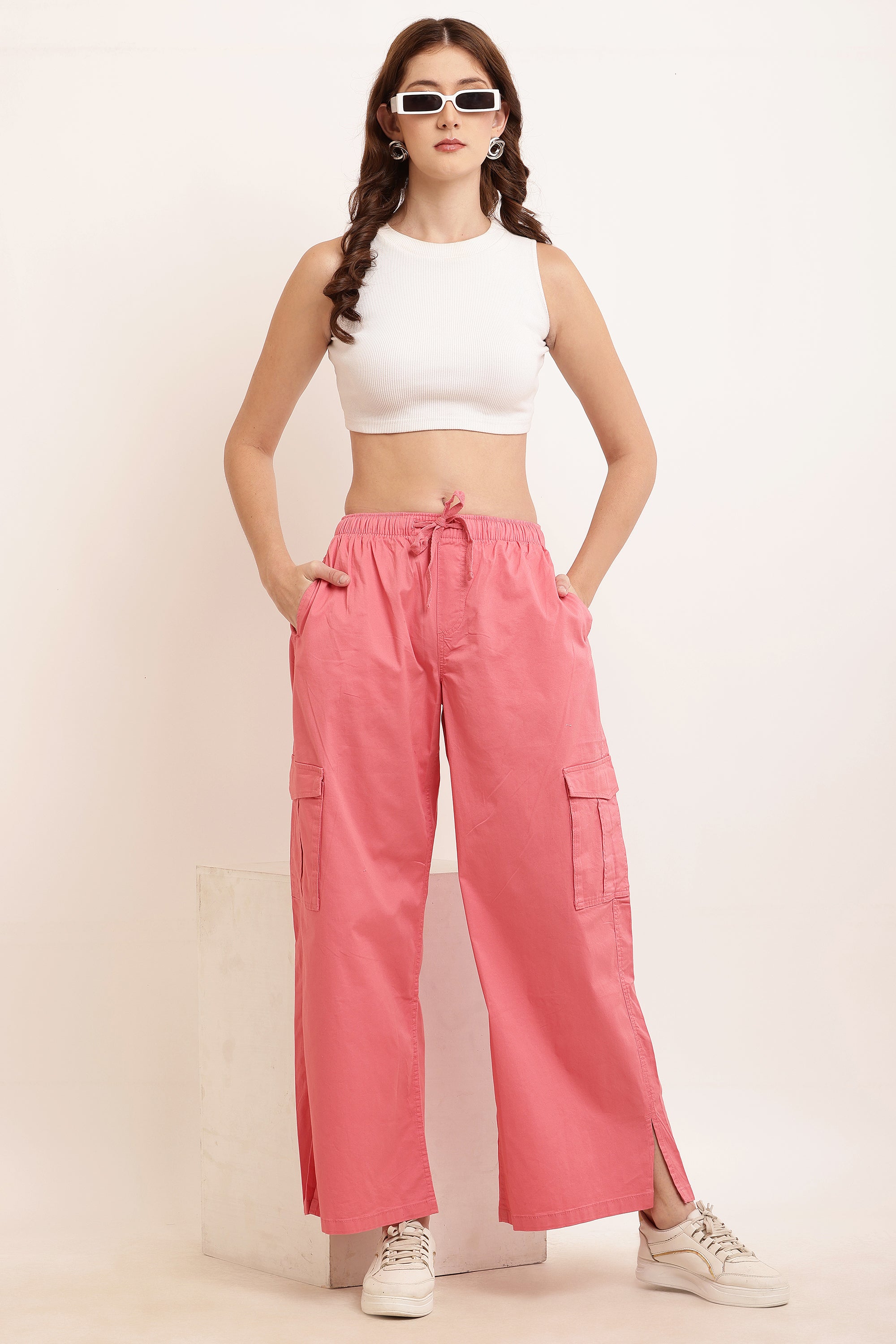 Women Pink Cargo Pants