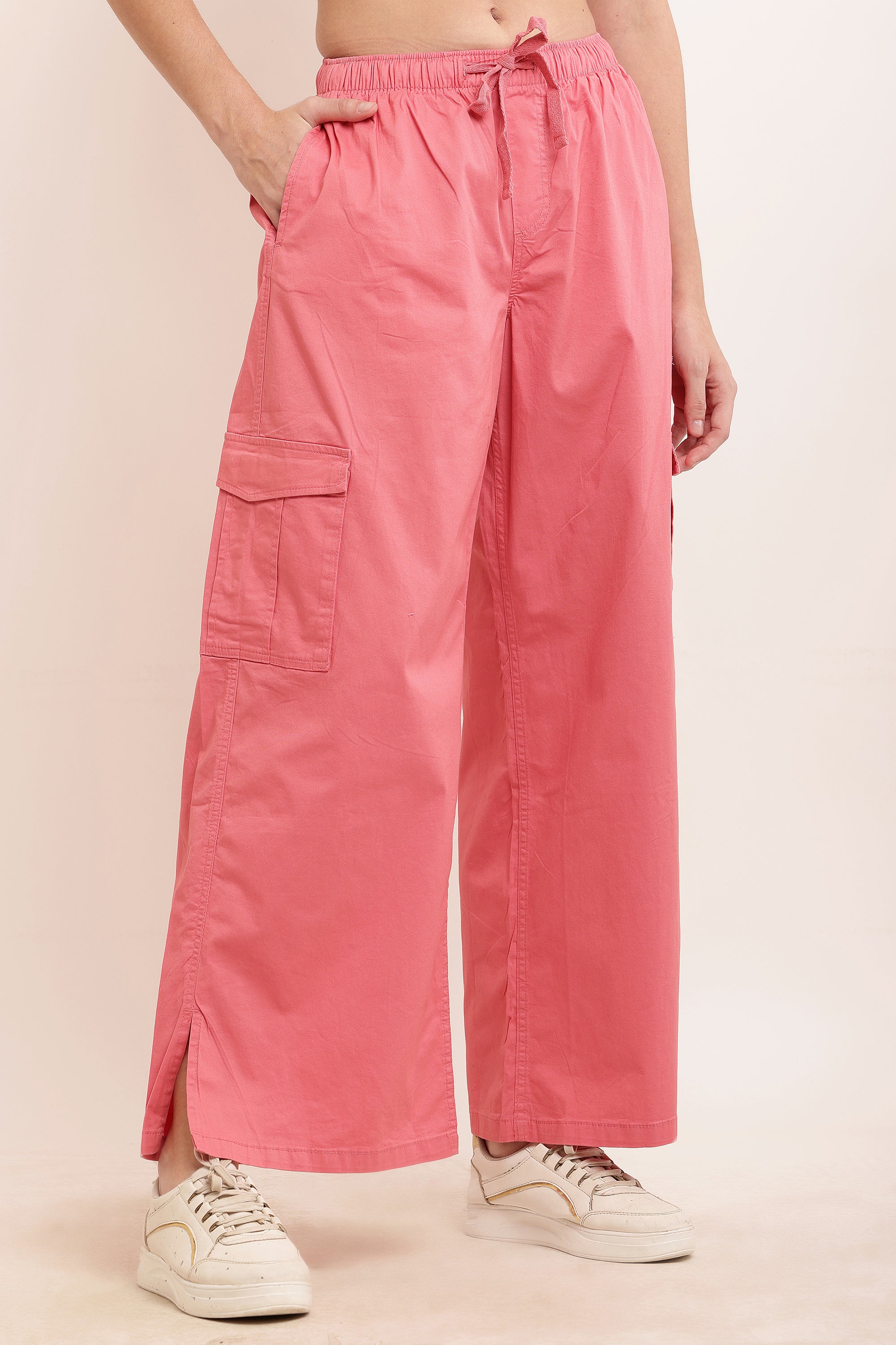 Women Pink Cargo Pants