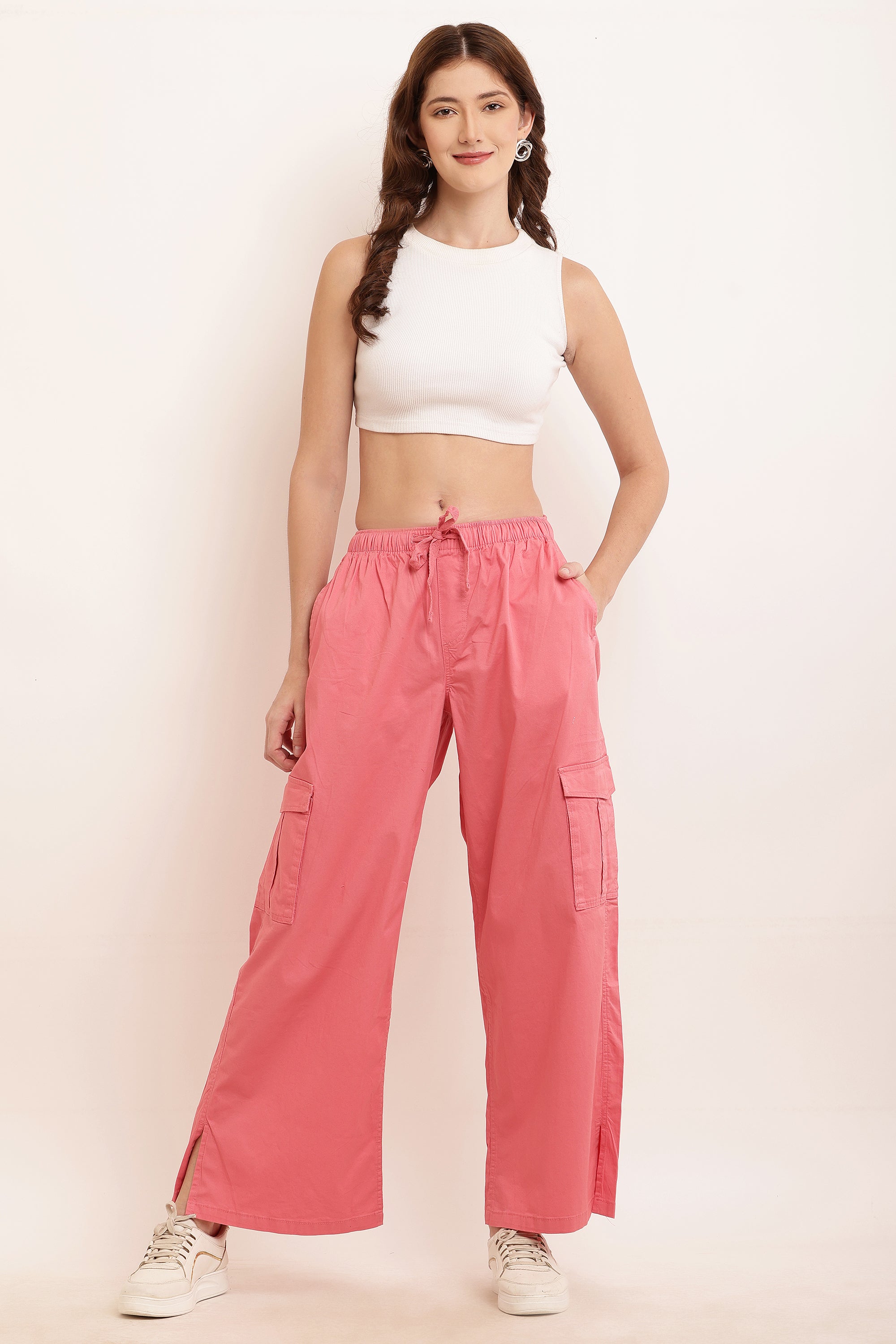 Women Pink Cargo Pants
