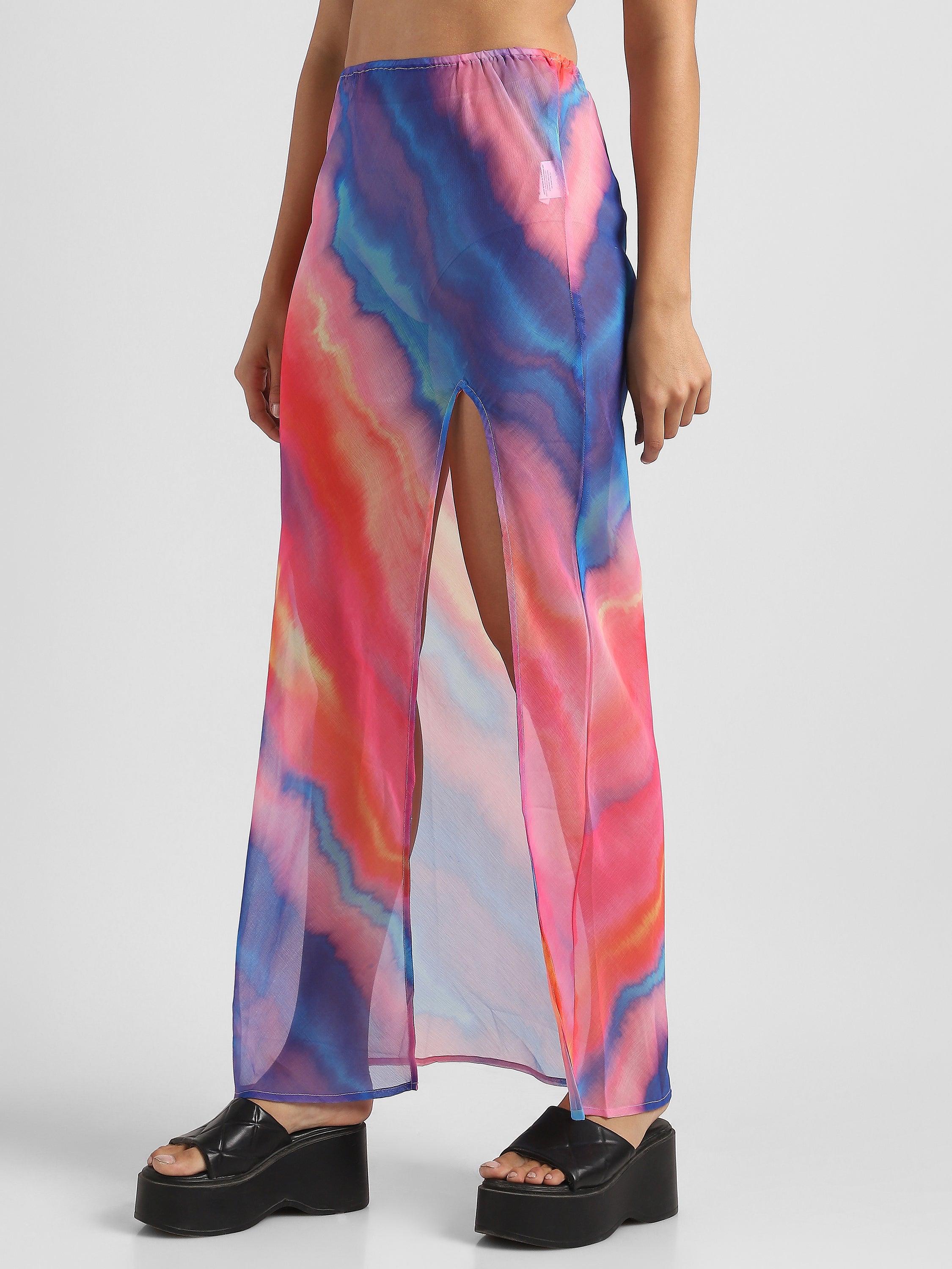 Women Printed Maxi Skirt With Front Slit