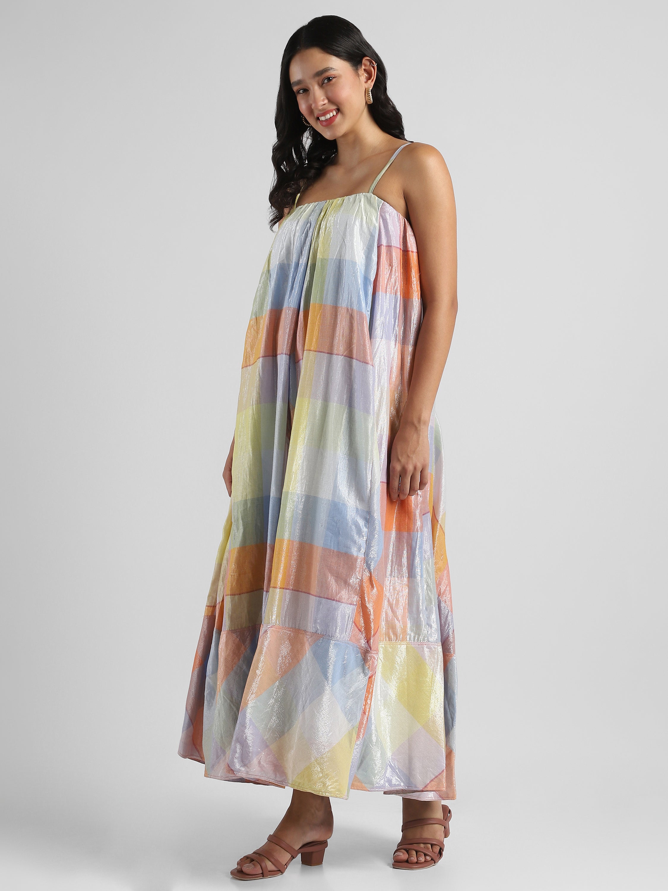 Women Multi Colored Shimmer Maxi Dress