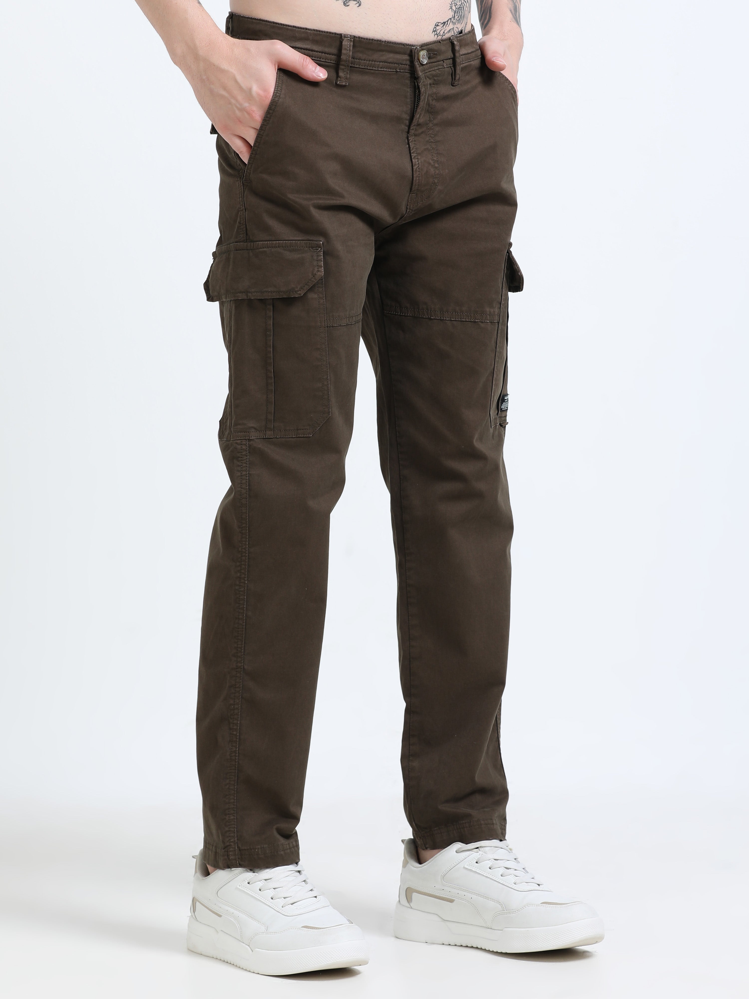 Men Brown Cargo Pants