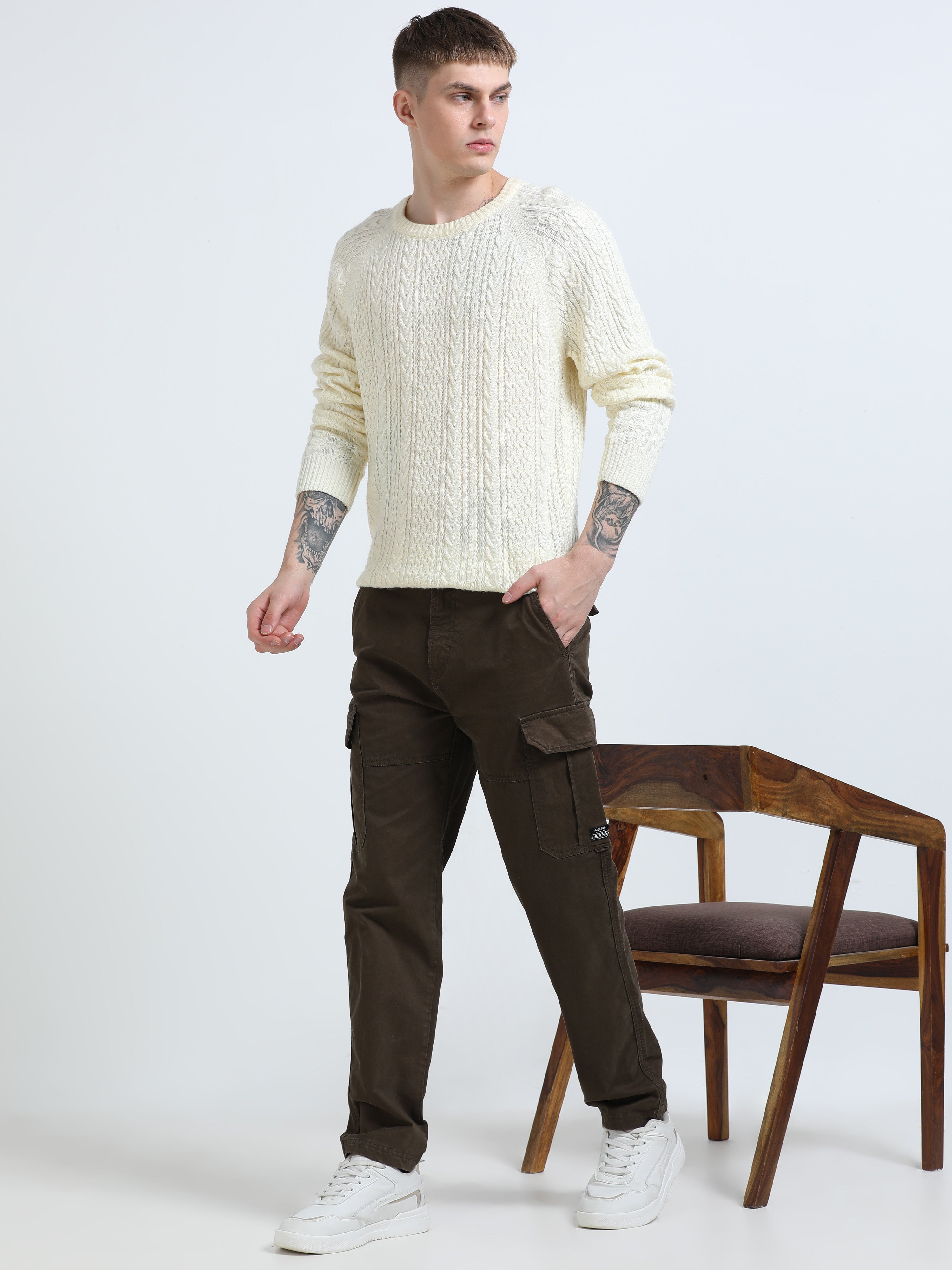 Men Brown Cargo Pants