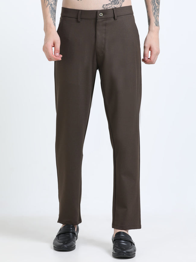 Men Brown Formal Trousers