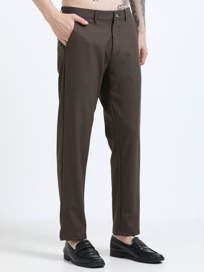 Men Brown Formal Trousers