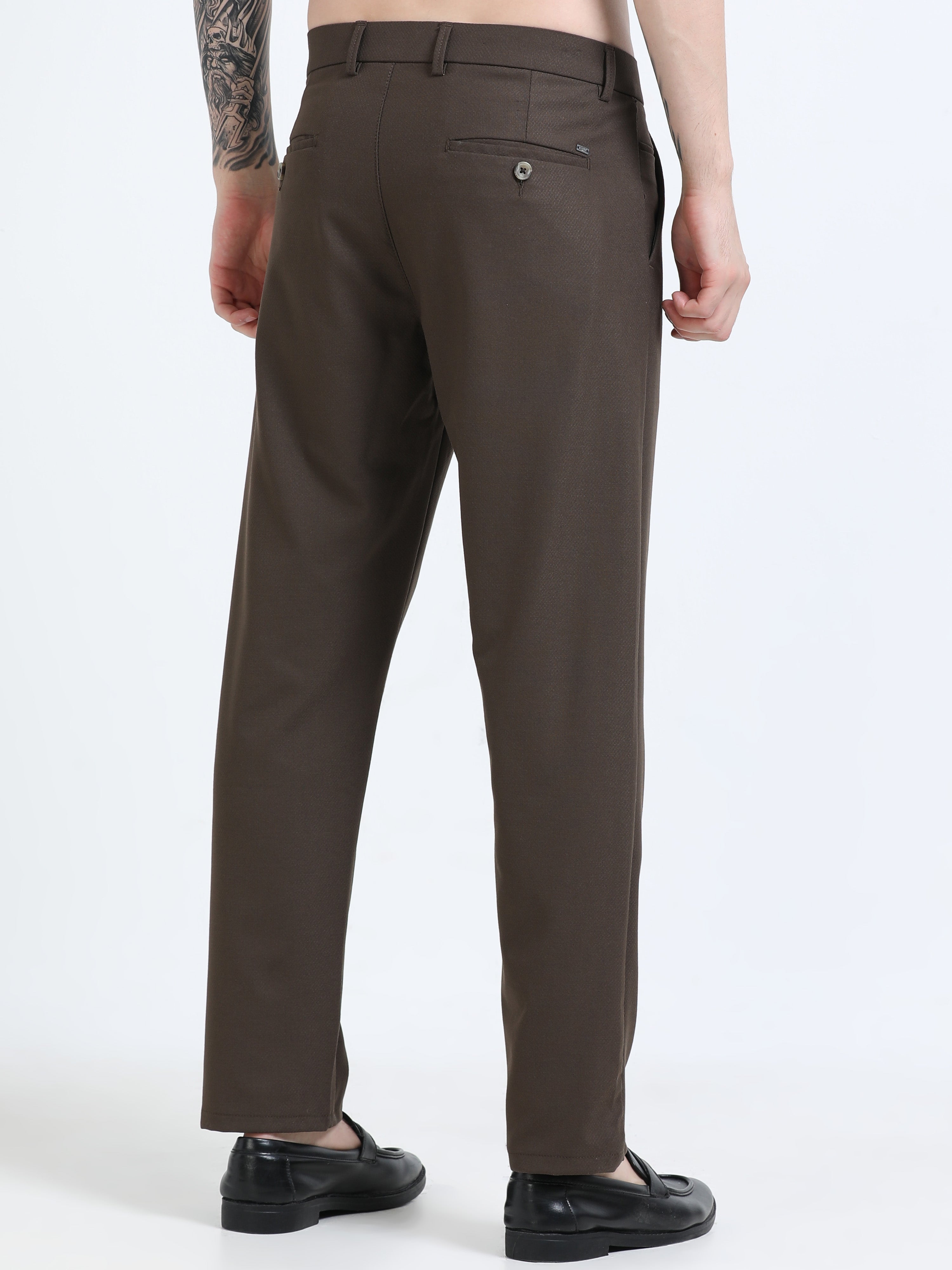 Men Brown Formal Trousers