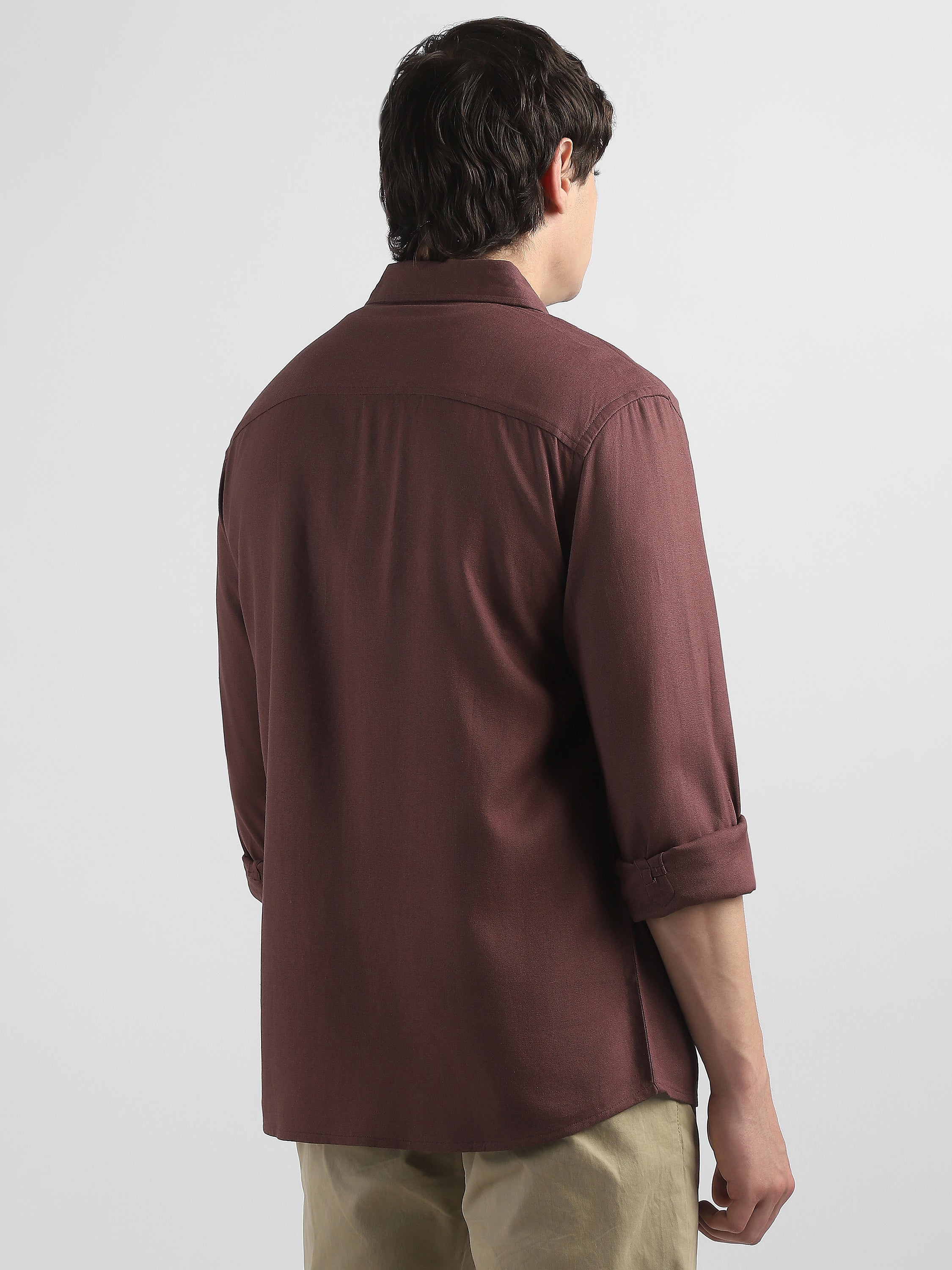 Men Maroon Regular Fit Shirt with front pocket